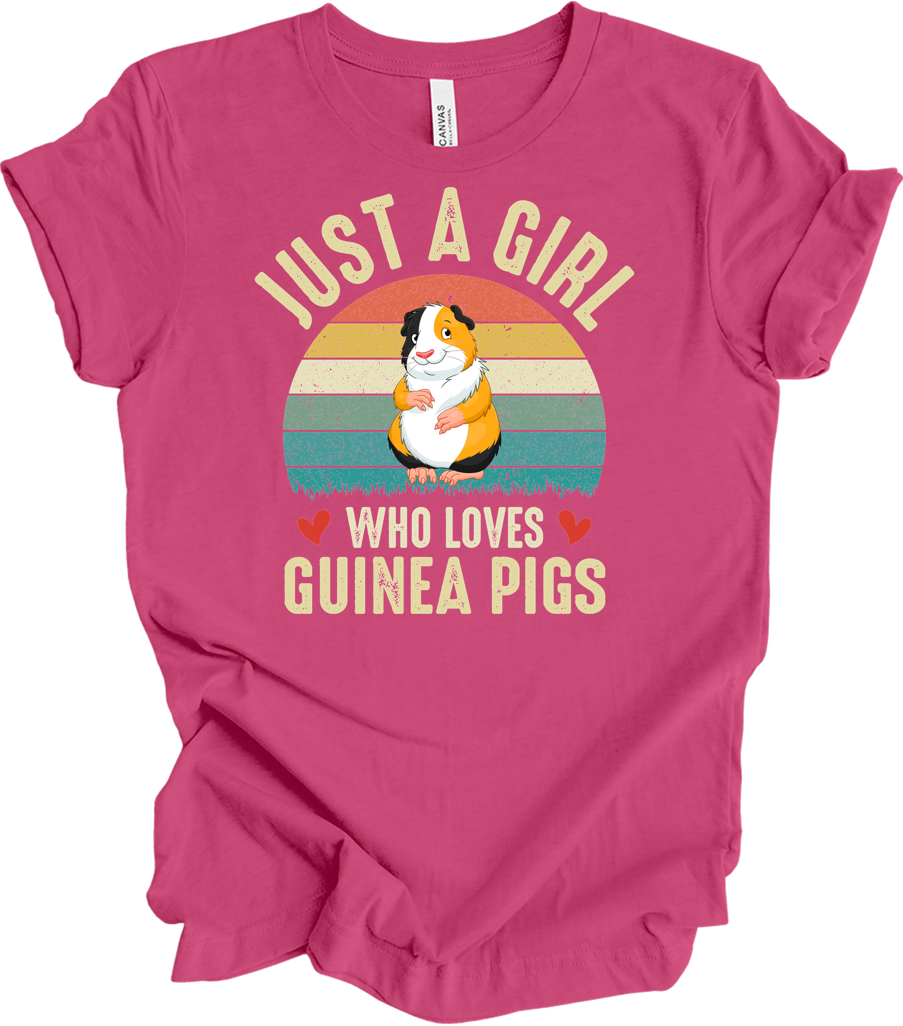 Just a Girl Who Loves Guinea Pigs - Cute Retro Pet Gift T-Shirt in Berry