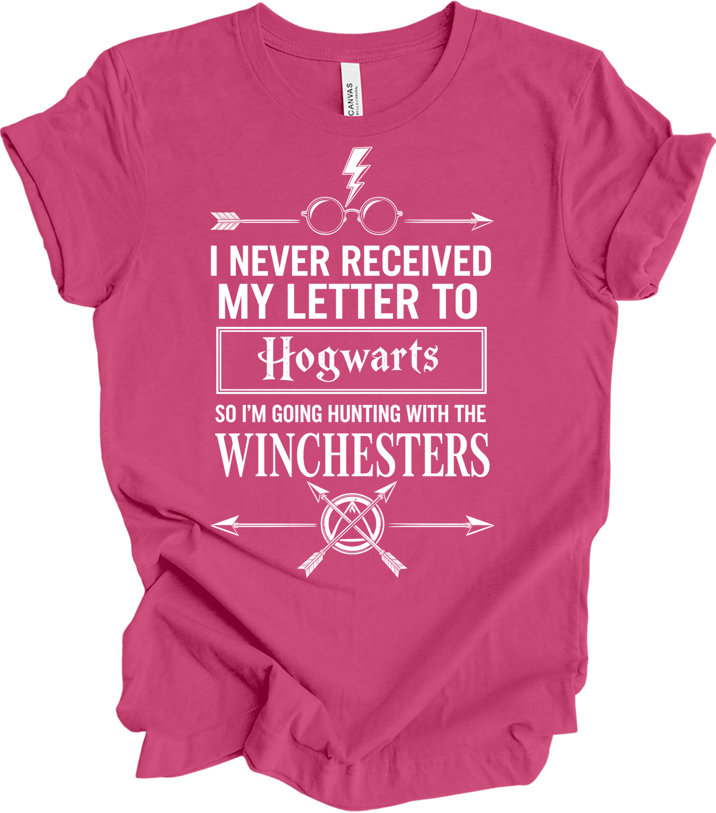 Hogwarts Letter & Winchesters T-Shirt in Berry