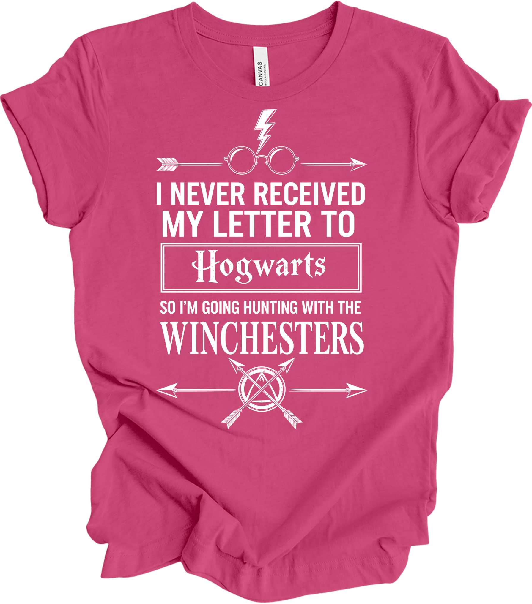 Hogwarts Letter & Winchesters T-Shirt in Berry