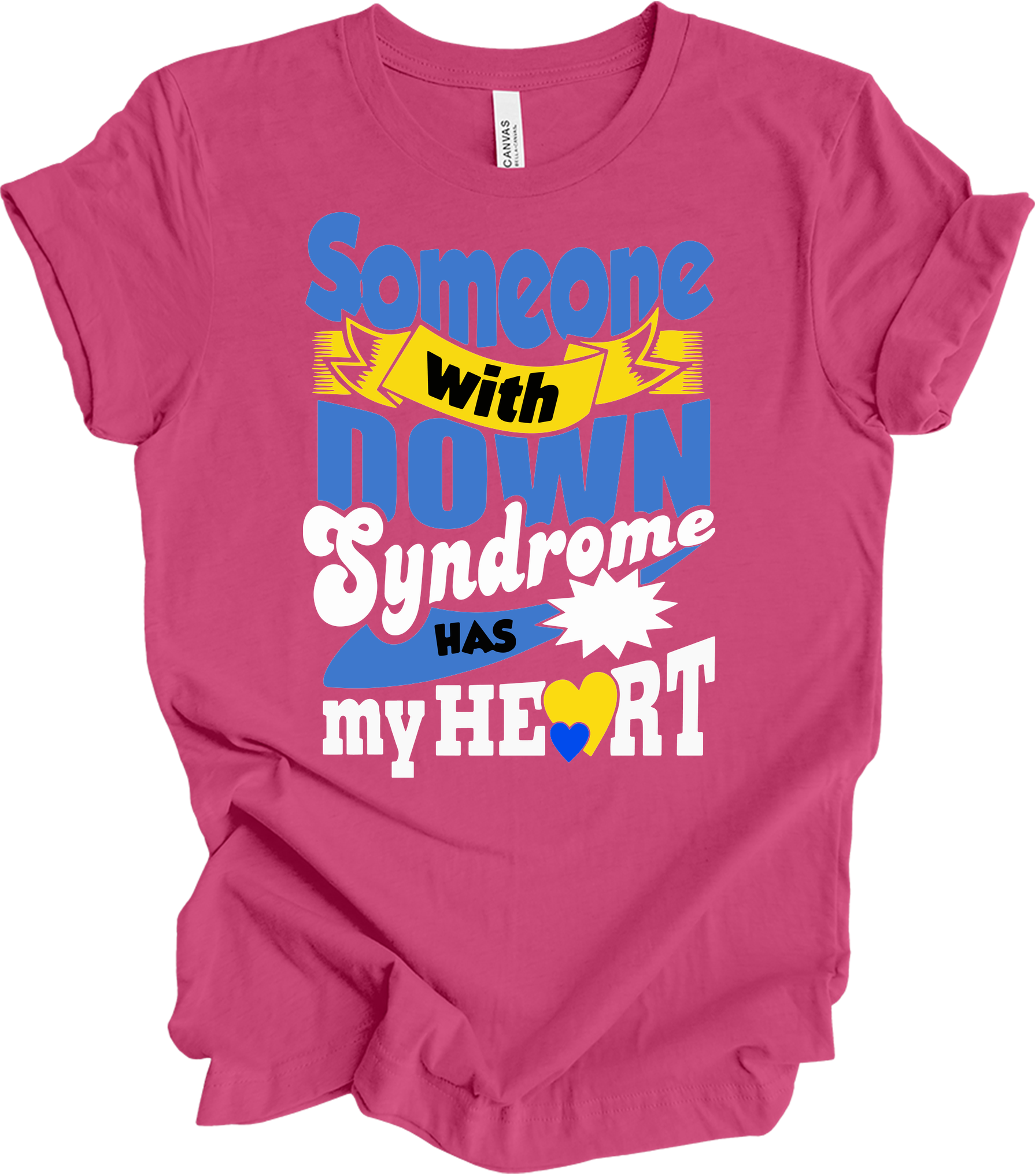 Someone With Down Syndrome Has My Heart Awareness T-Shirt in Berry