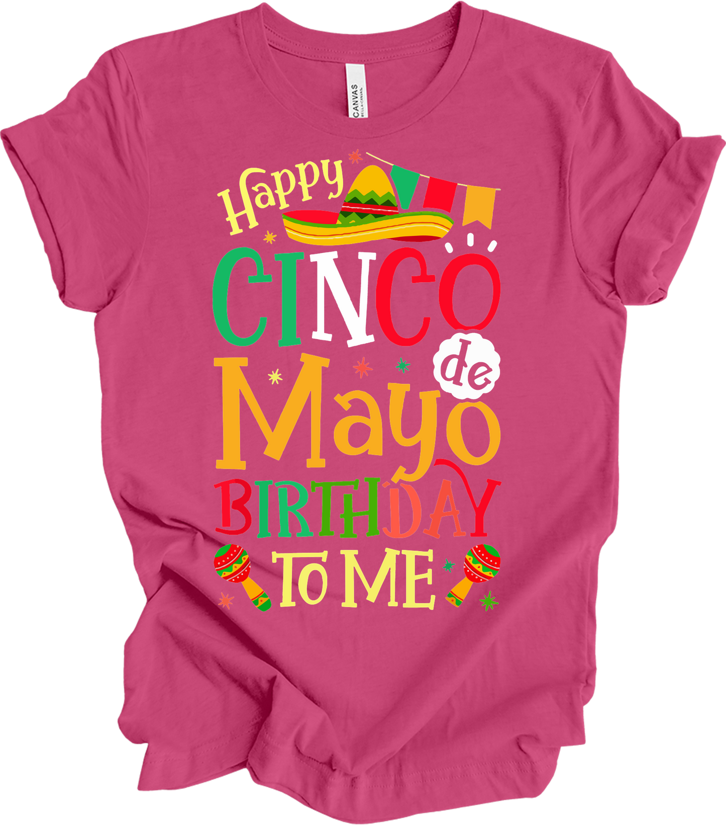 Cinco de Mayo Birthday T-Shirt in Berry