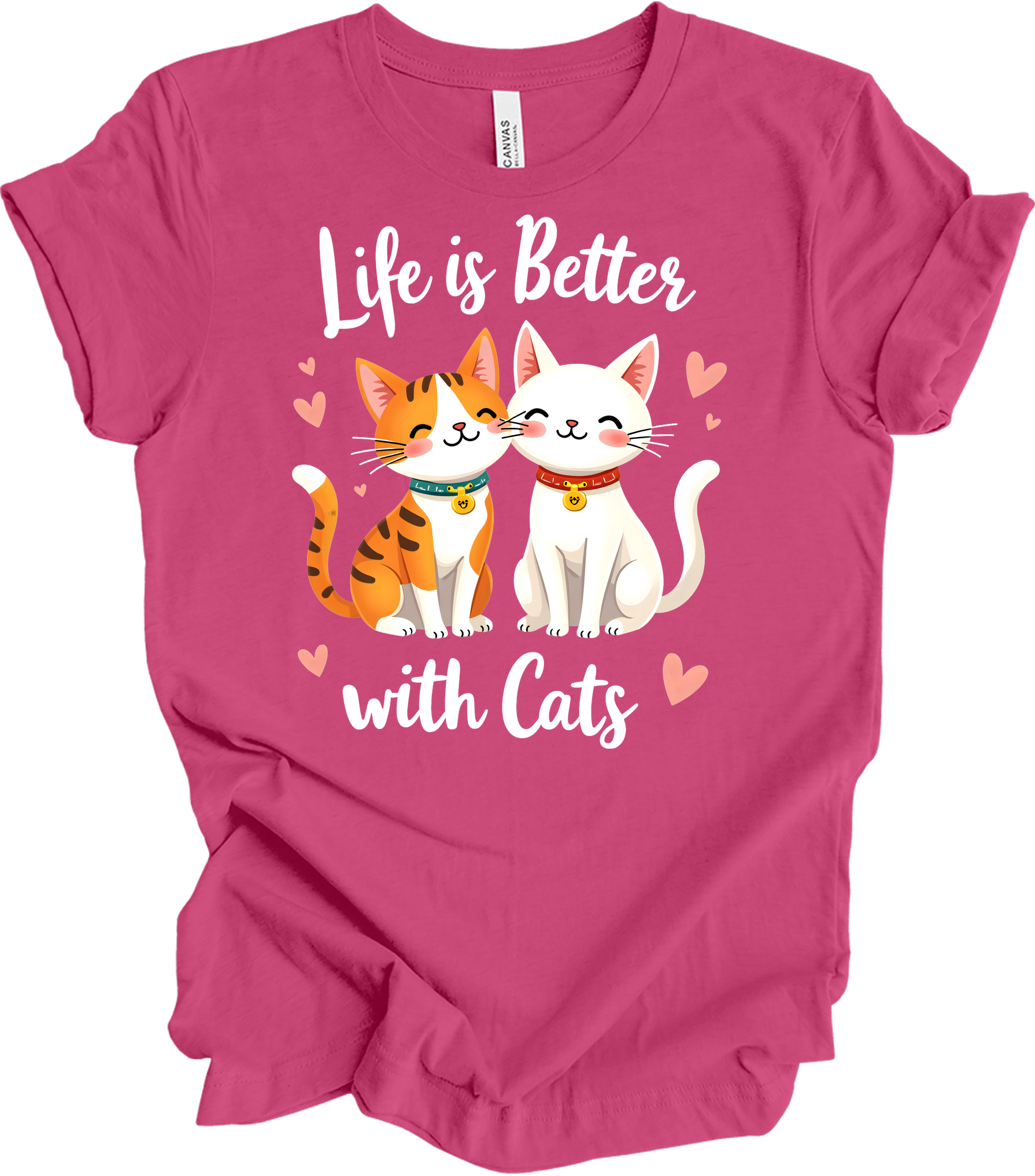 Life is Better with Cats T-Shirt in Berry