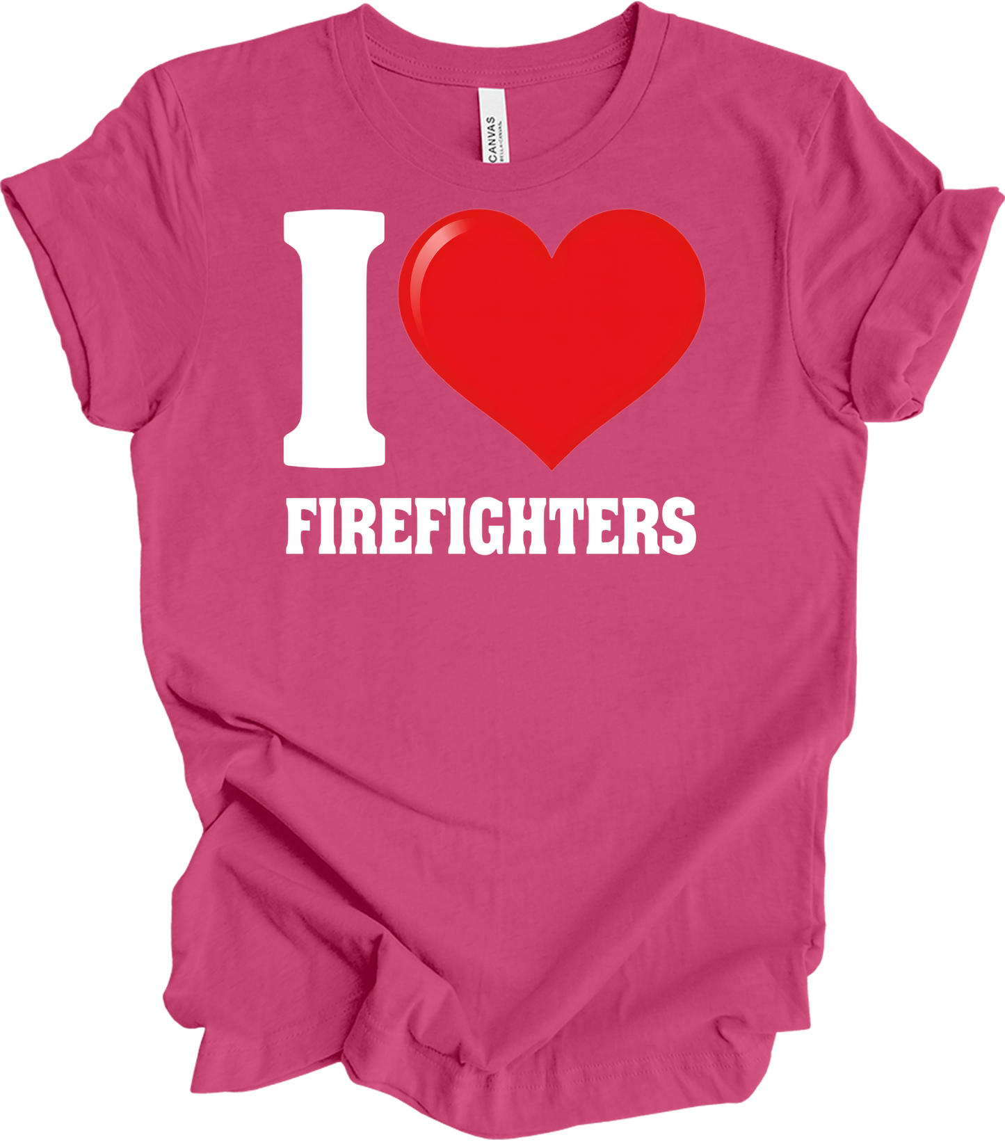 I Love Firefighters T-Shirt in Berry