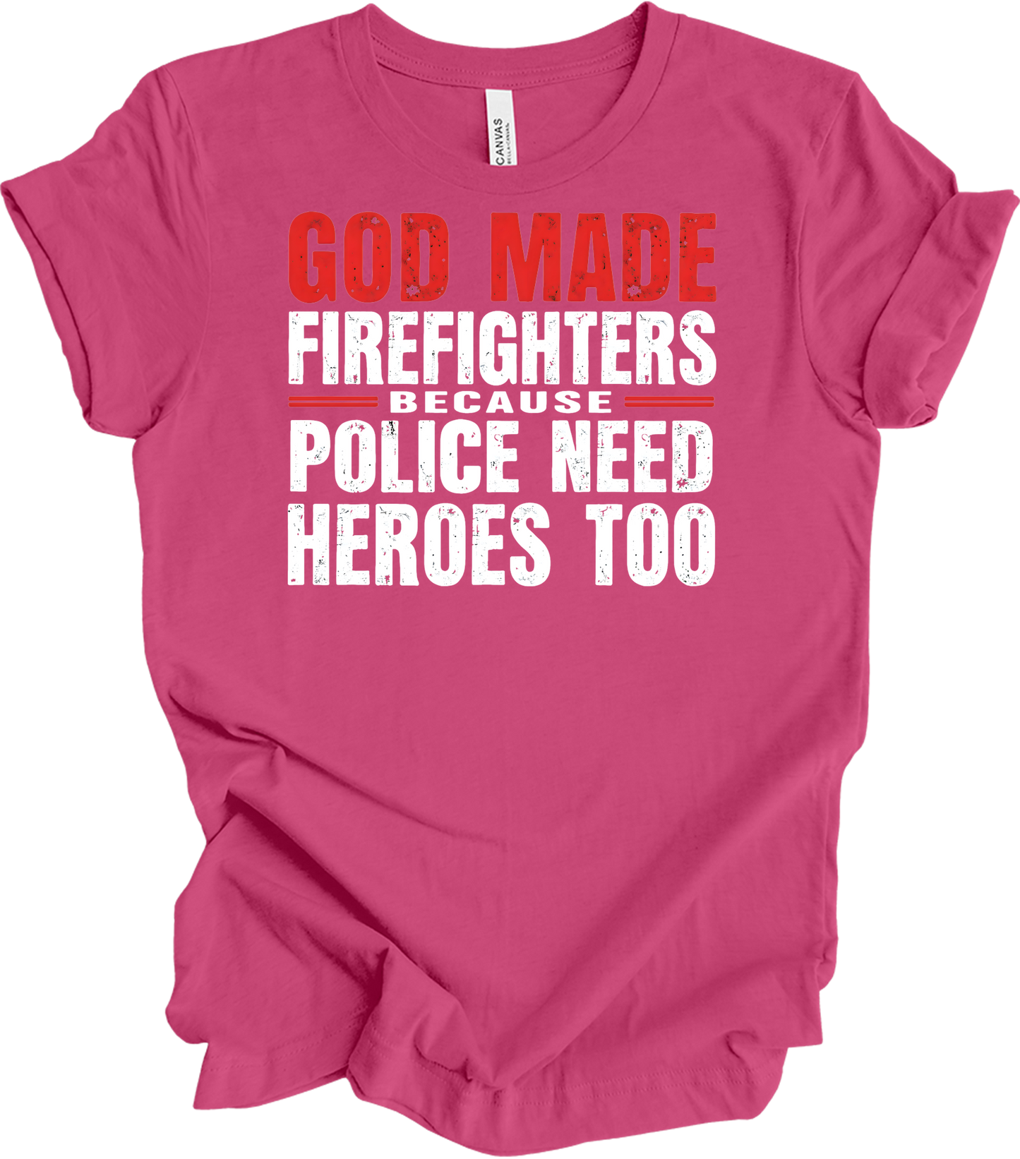 Firefighters Police Heroes T-Shirt in Berry