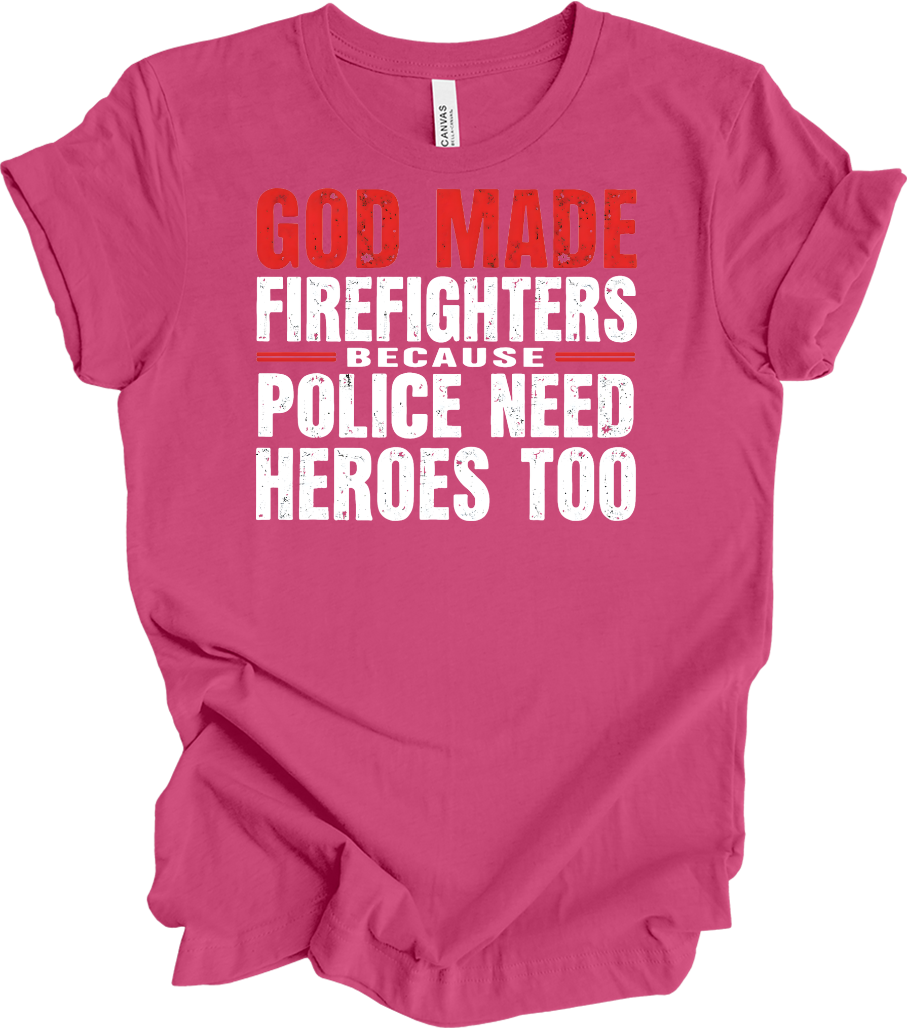 Firefighters Police Heroes T-Shirt in Berry