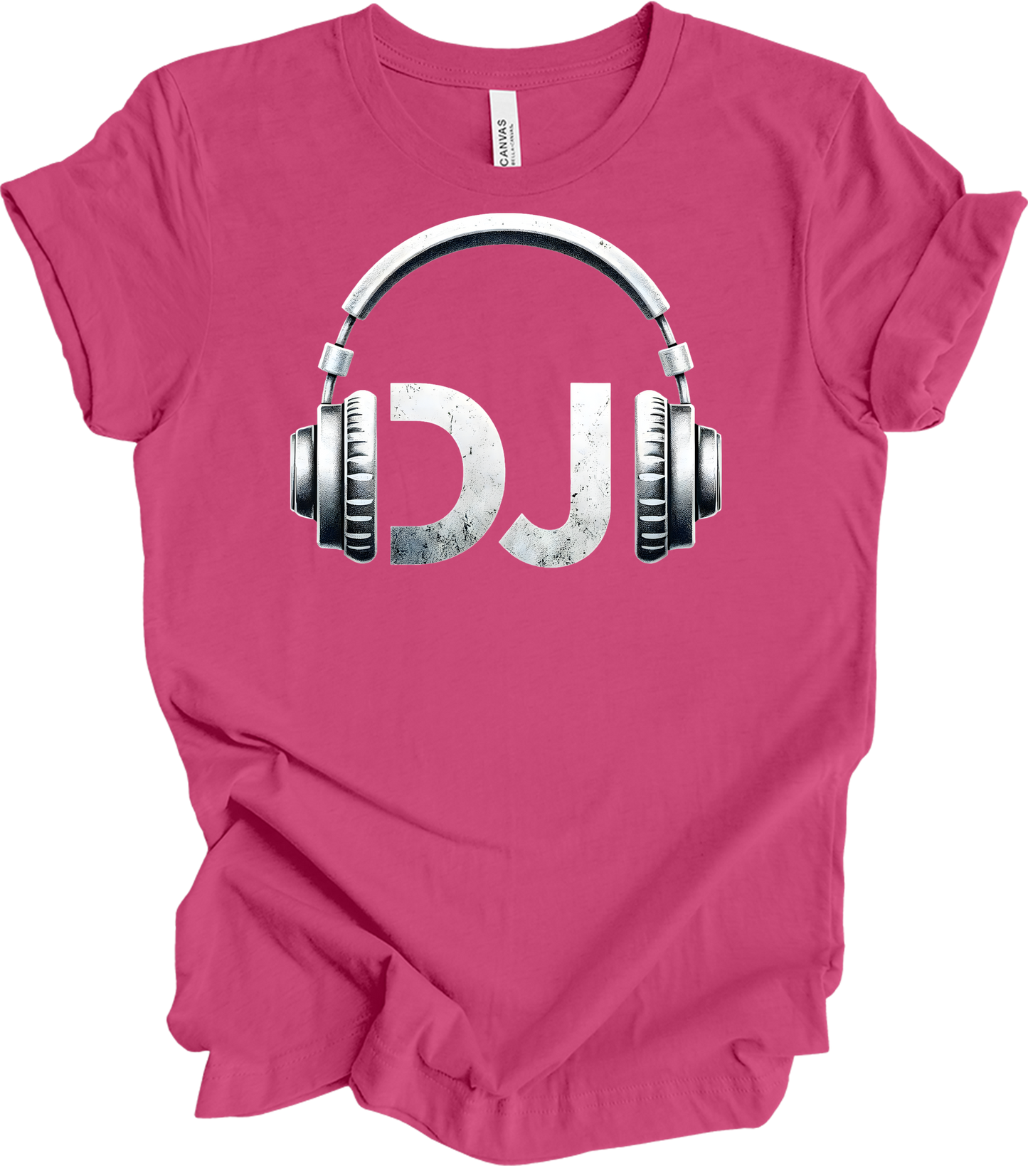 DJ Headphones Music T-Shirt in Berry