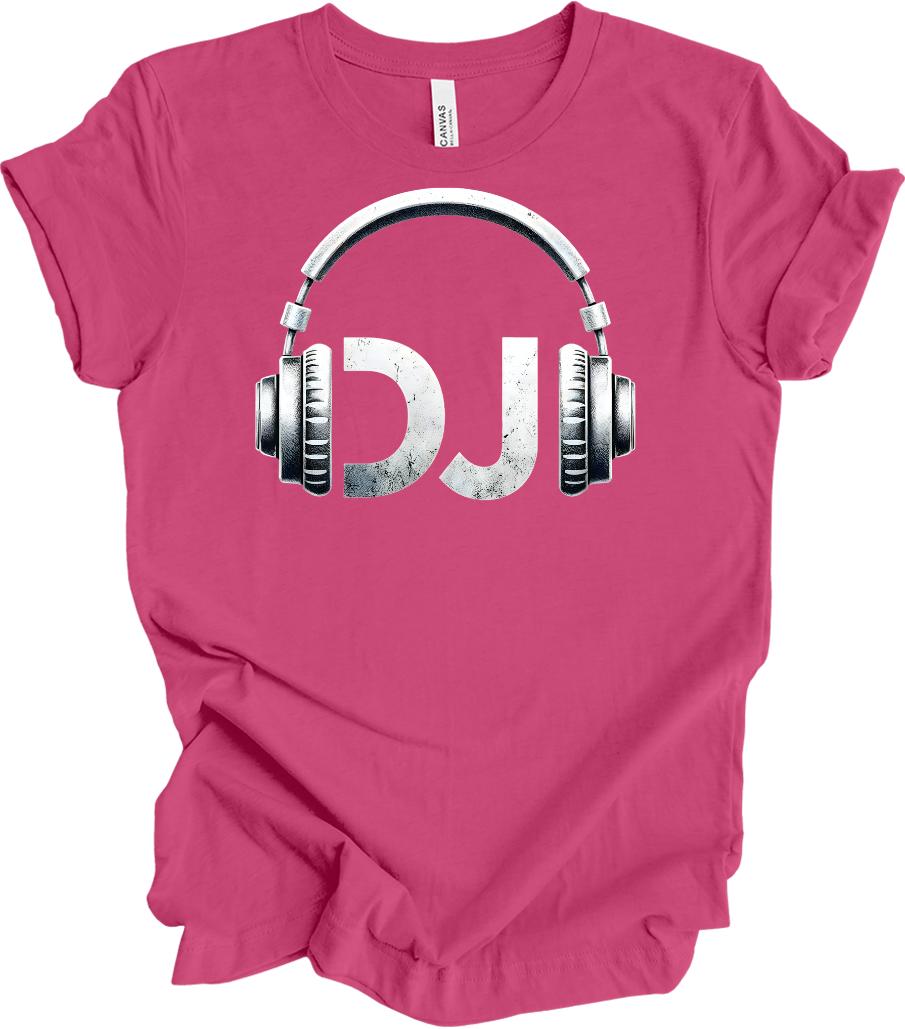 DJ Headphones Music T-Shirt in Berry