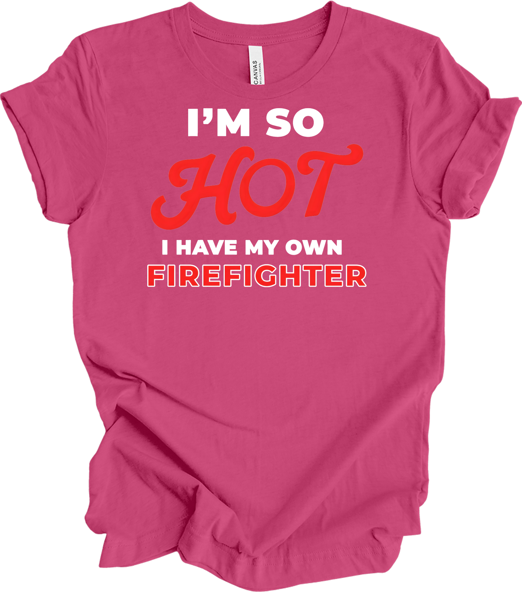 Funny Firefighter Partner T-Shirt in Berry