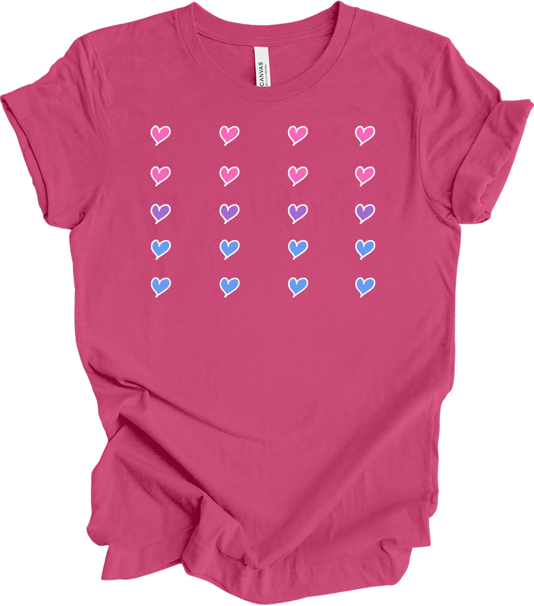 Pride Hearts - Cute Design T-Shirt in Berry