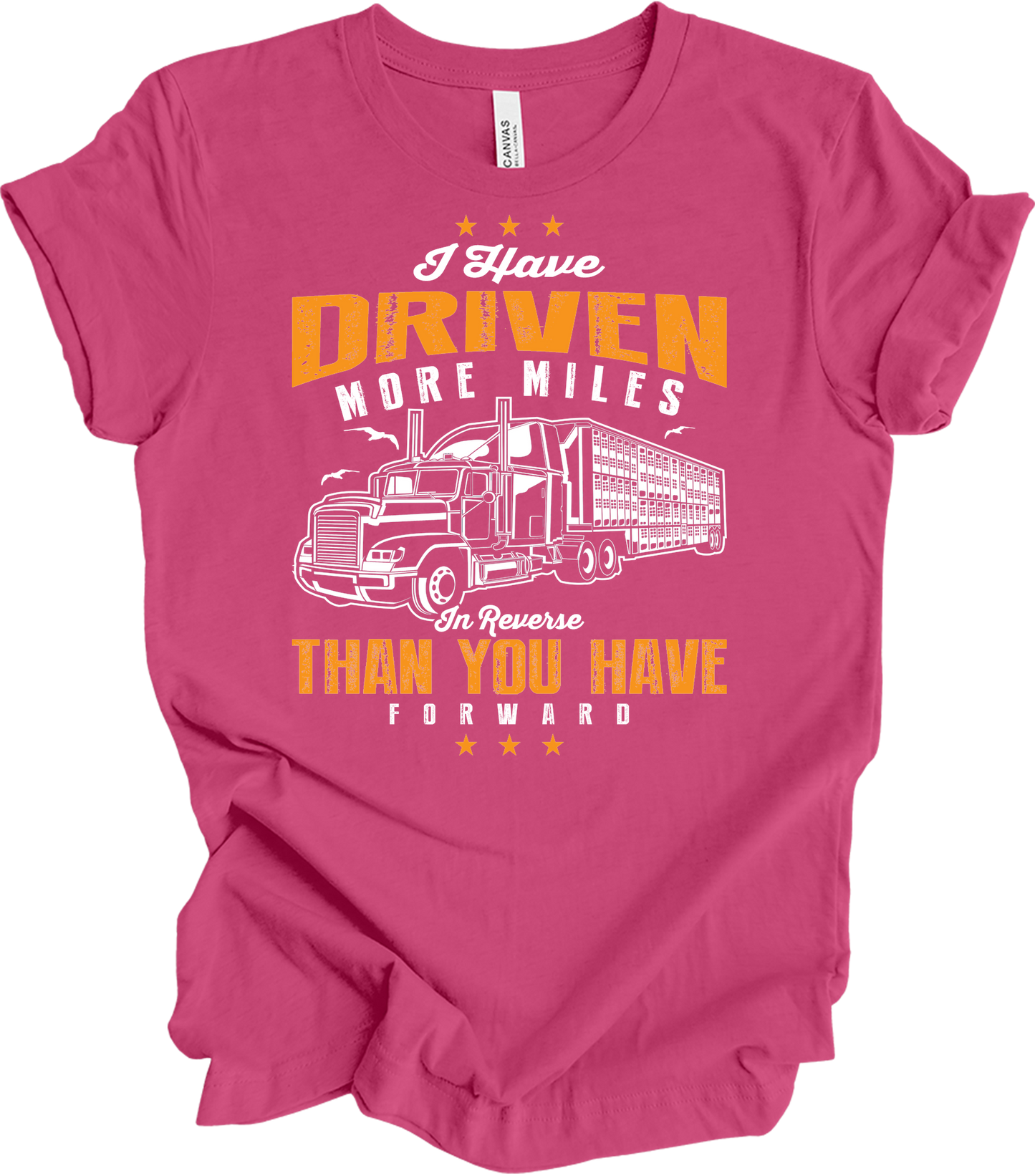Truck Driver Reverse Miles T-Shirt in Berry