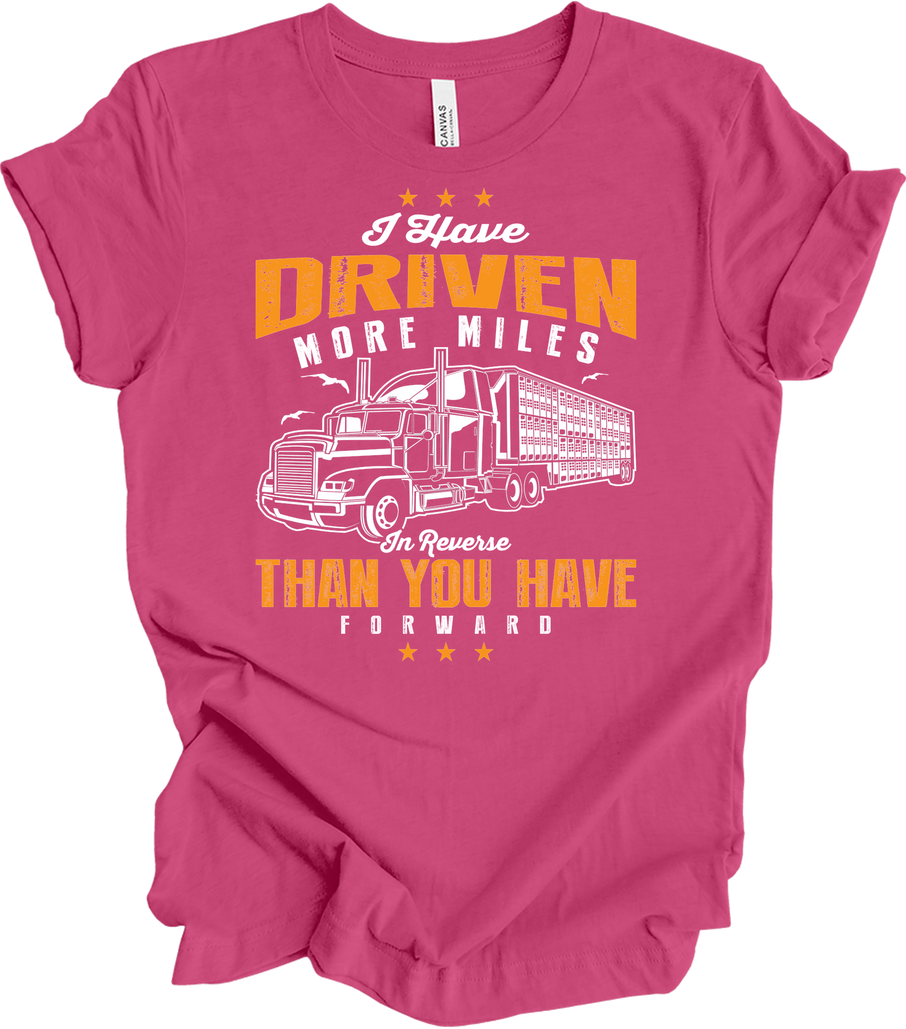 Truck Driver Reverse Miles T-Shirt in Berry