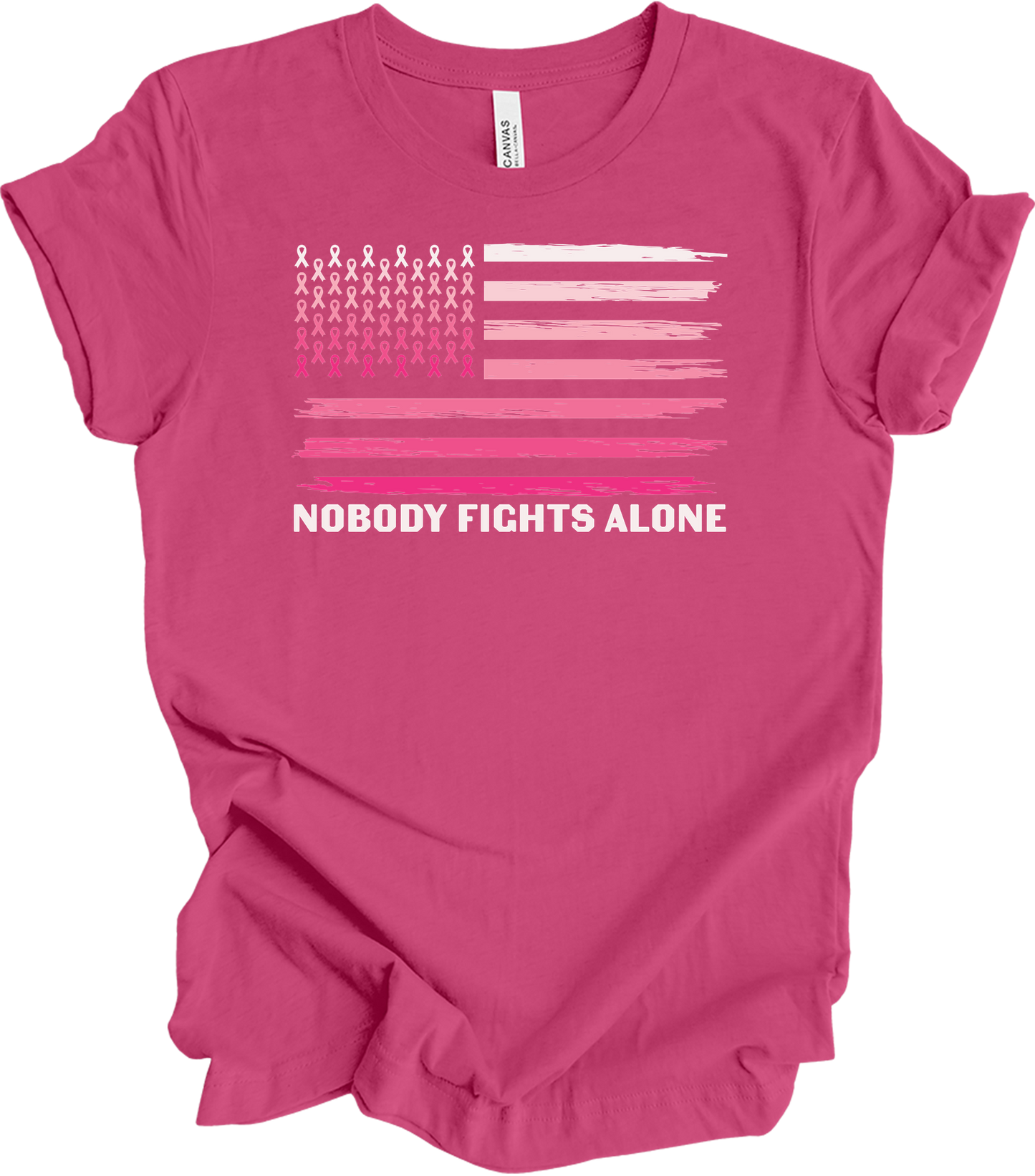 Nobody Fights Alone Cancer T-Shirt in Berry