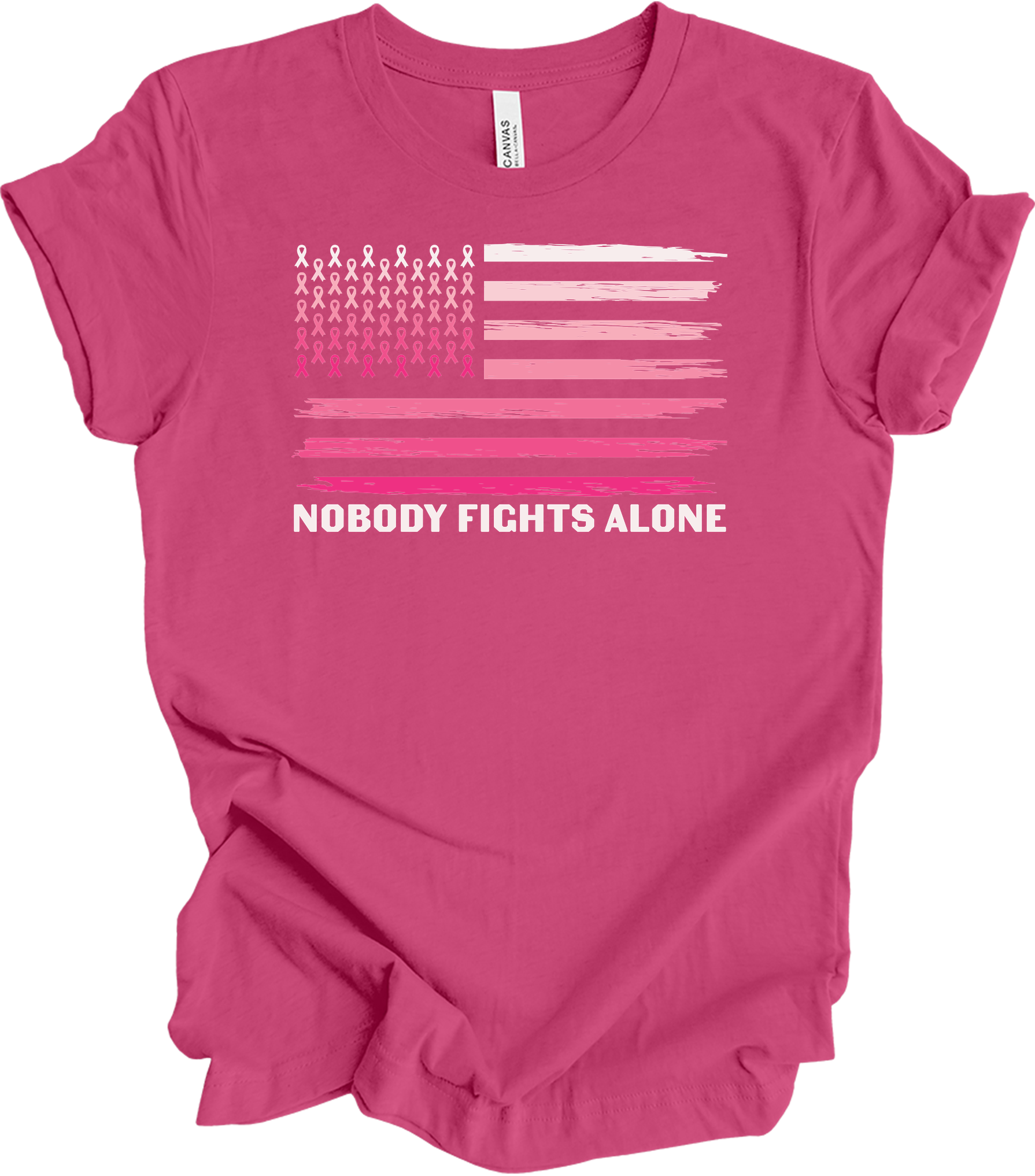 Nobody Fights Alone Cancer T-Shirt in Berry