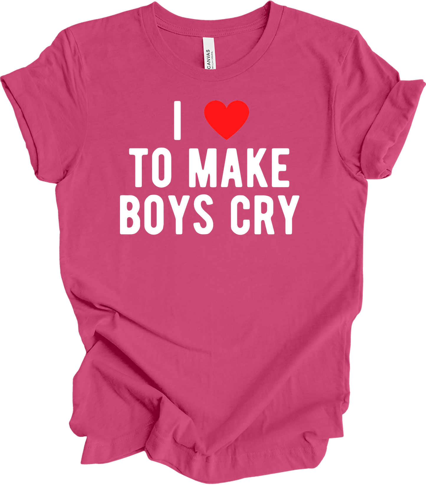 I ❤️ To Make Boys Cry T-Shirt in Berry