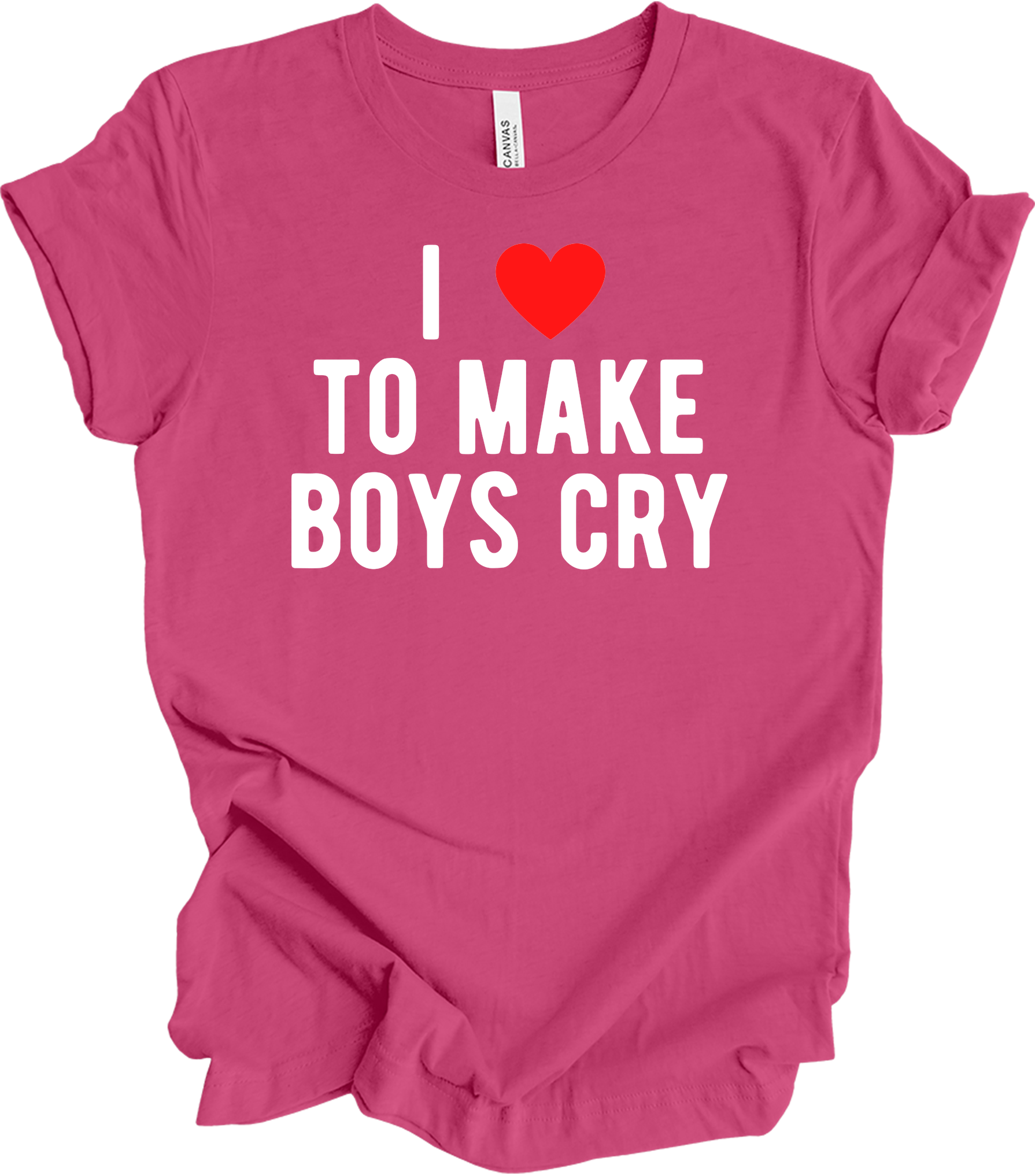 I ❤️ To Make Boys Cry T-Shirt in Berry