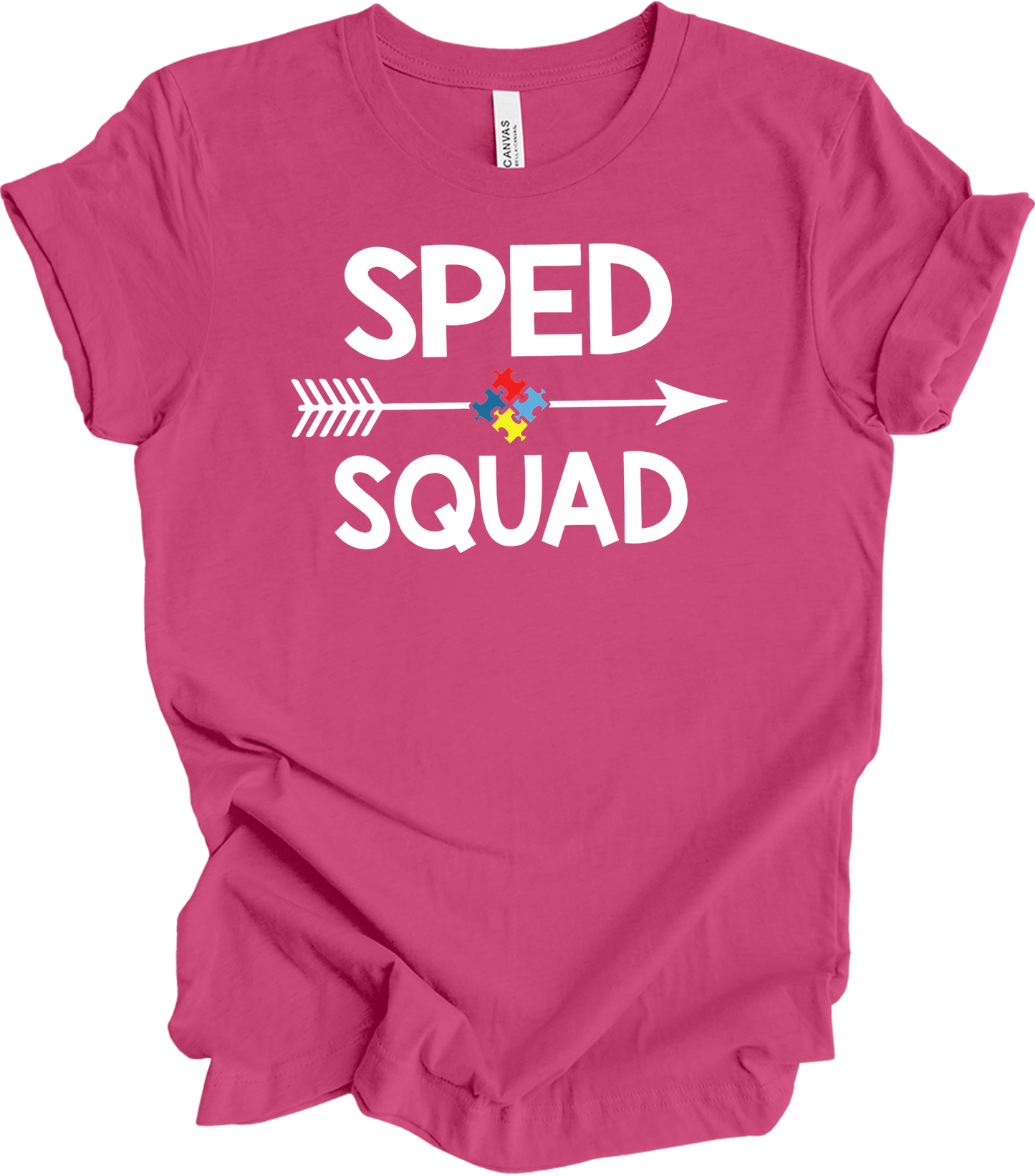 Education Teacher Sped Squad Special Education Autism Awareness T-Shirt in Berry