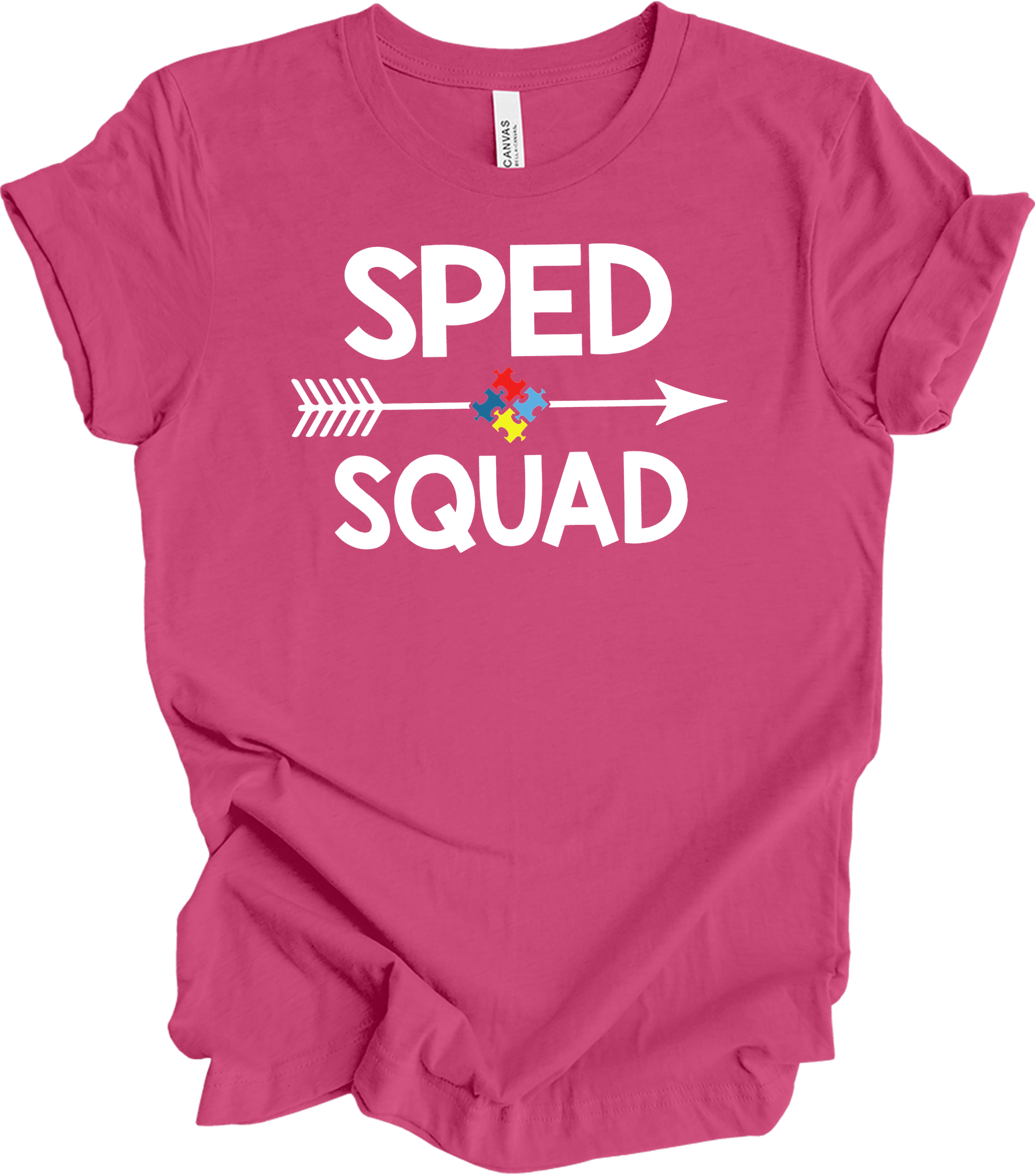 Education Teacher Sped Squad Special Education Autism Awareness T-Shirt in Berry