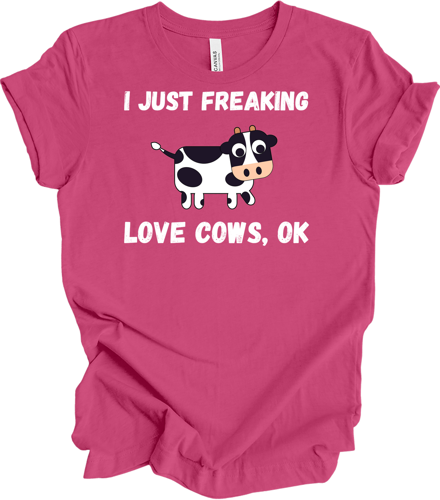 I Just Freaking Love Cows Ok T-Shirt in Berry