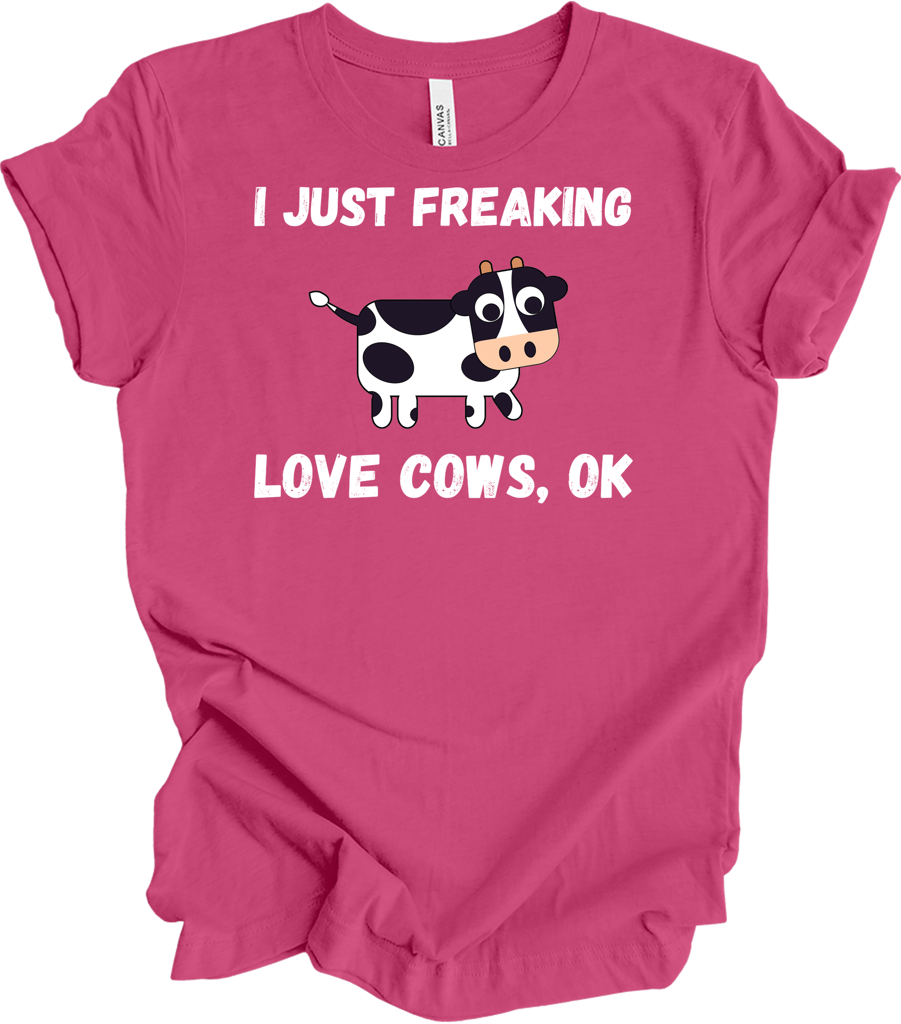 I Just Freaking Love Cows Ok T-Shirt in Berry