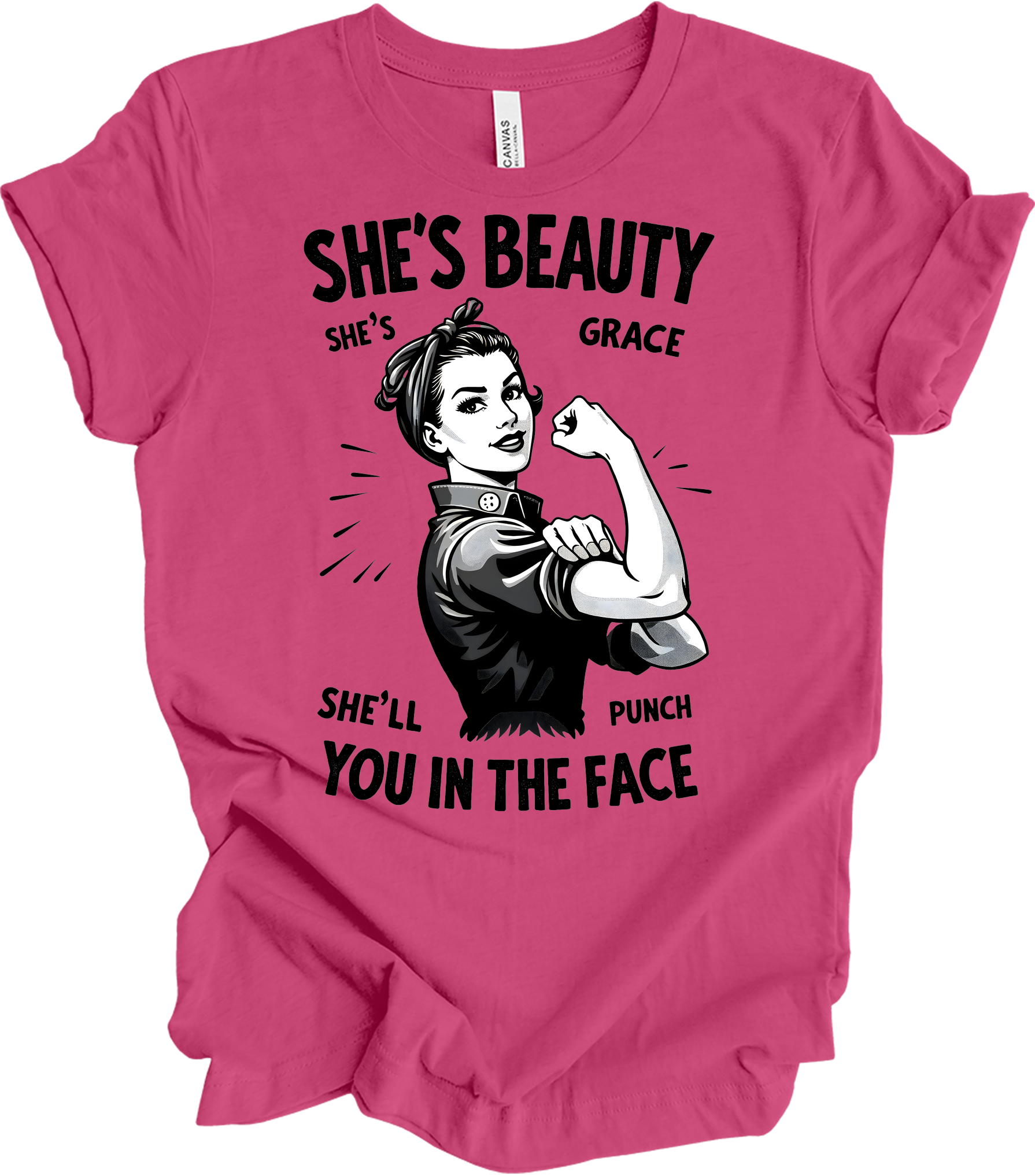 Beauty Grace Punch Face T-Shirt in Berry