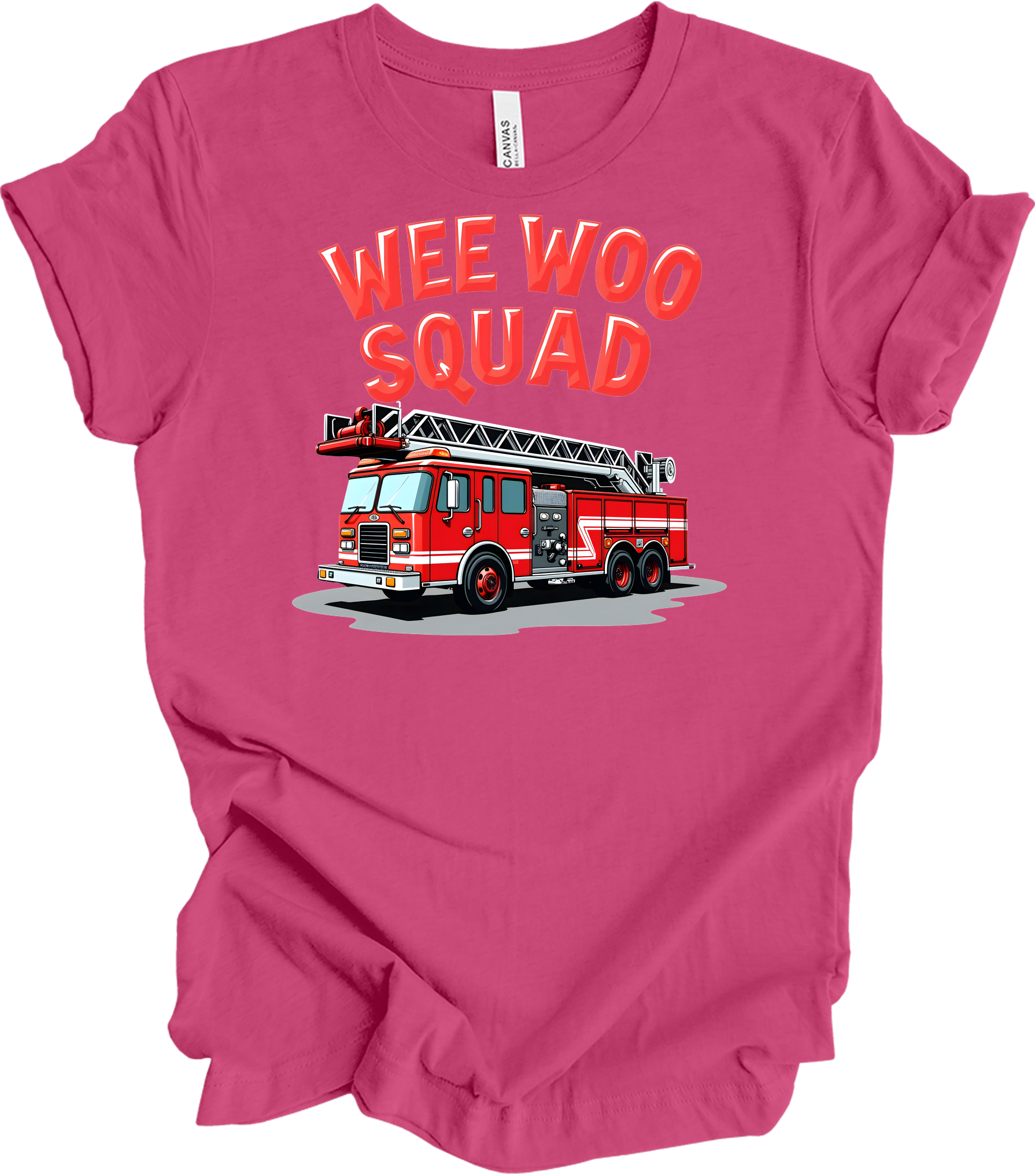 Wee Woo Squad Fire Truck T-Shirt in Berry