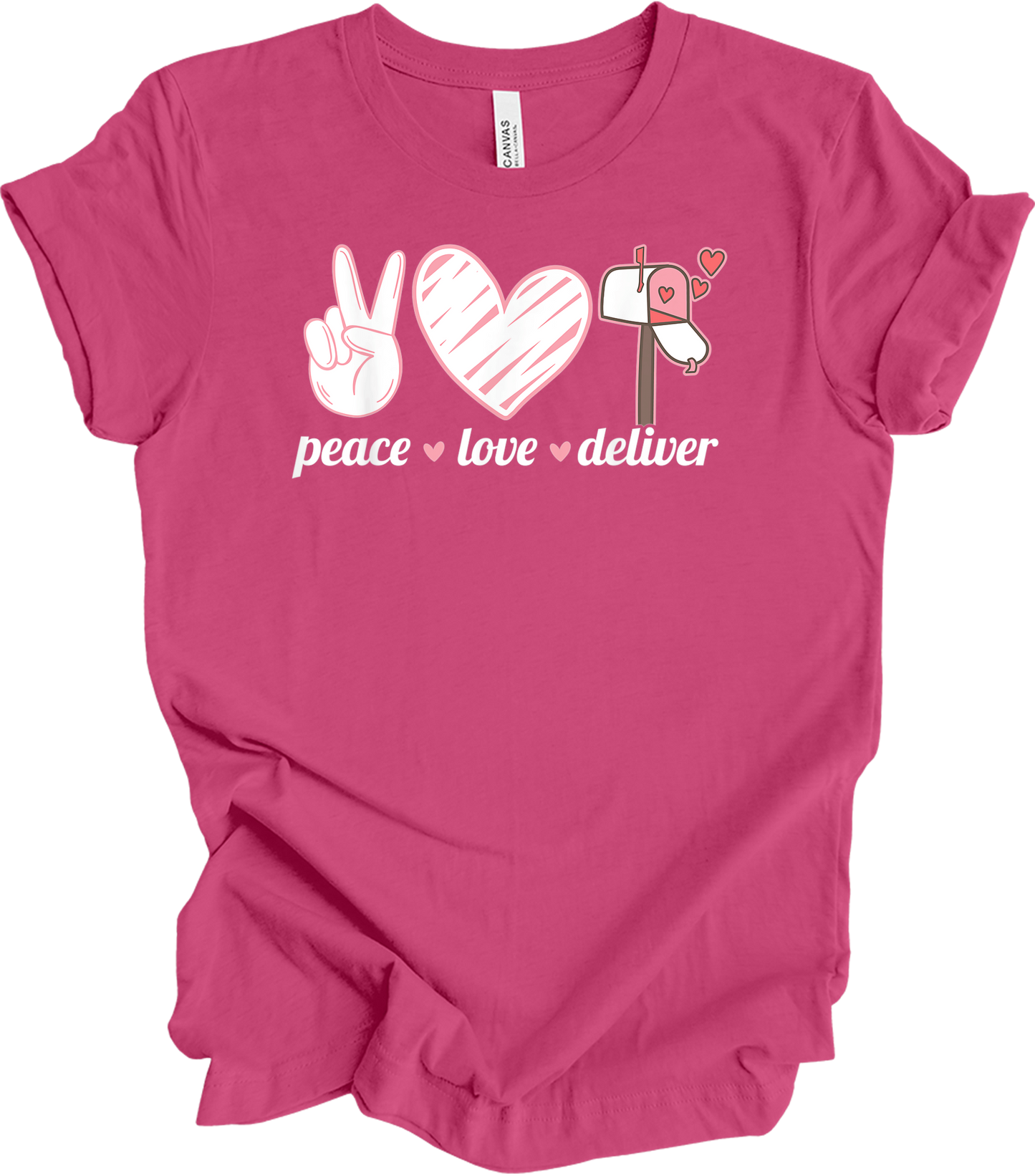 Peace Love Deliver T-Shirt in Berry