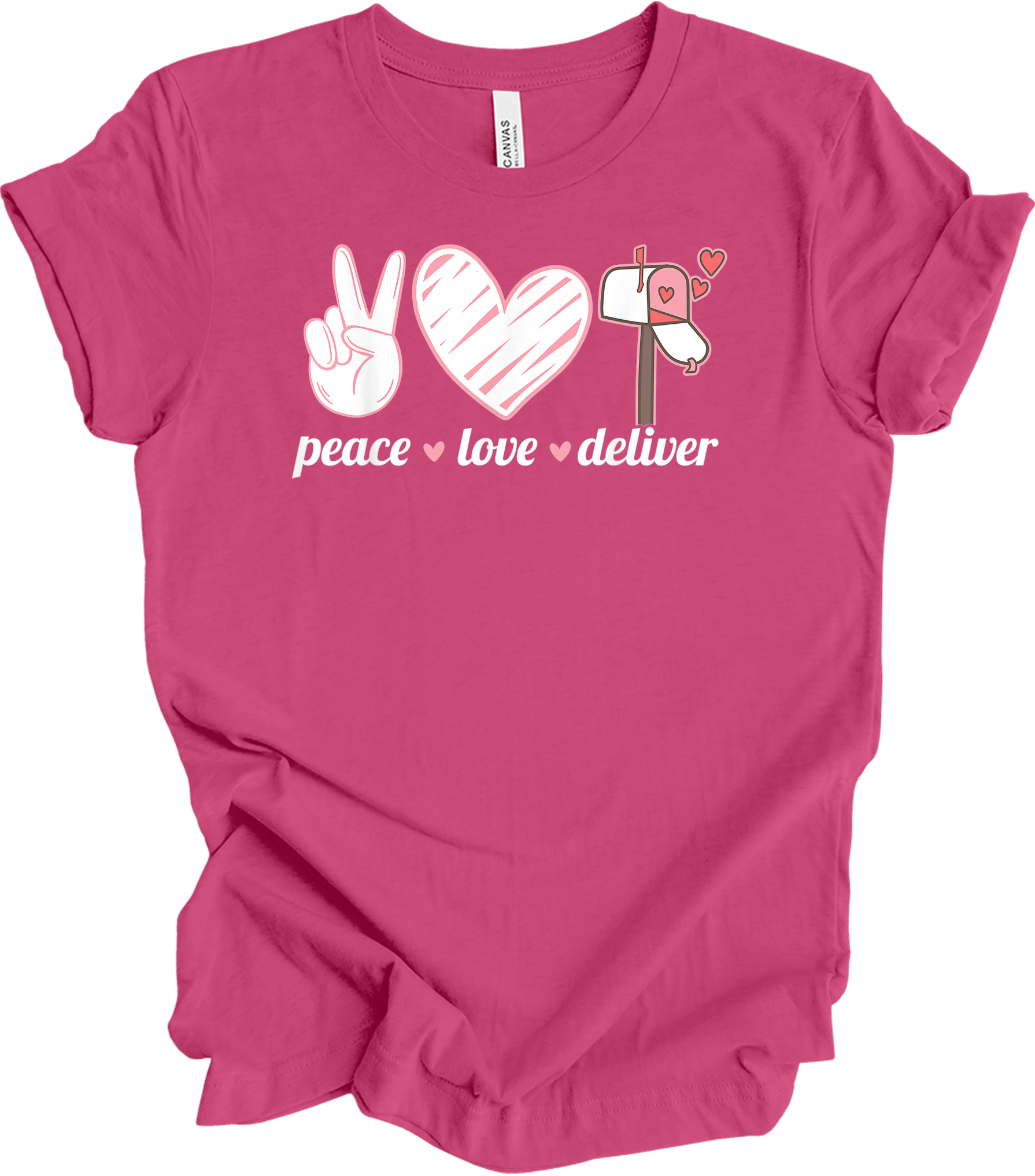 Peace Love Deliver T-Shirt in Berry
