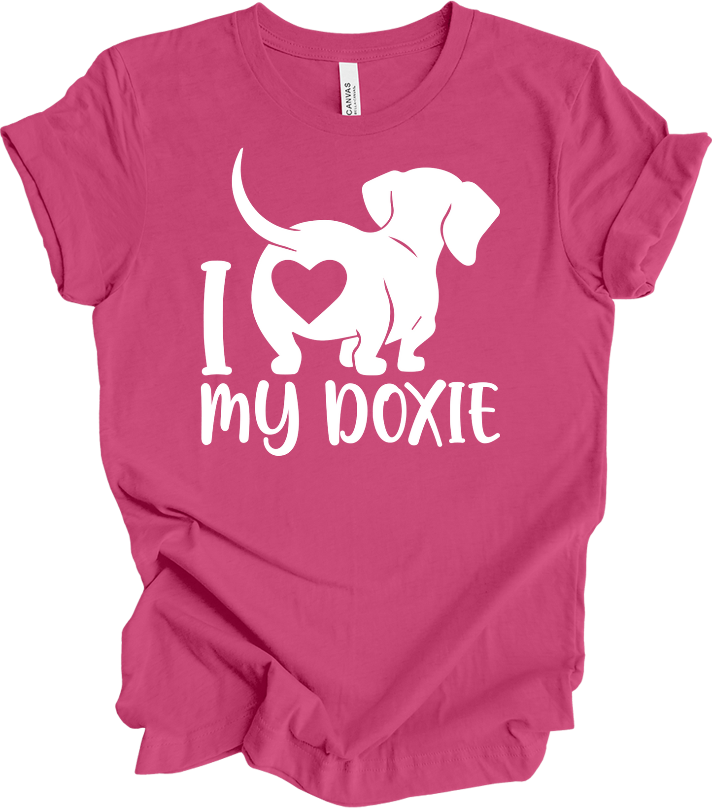 I Love My Doxie Mom T-Shirt in Berry