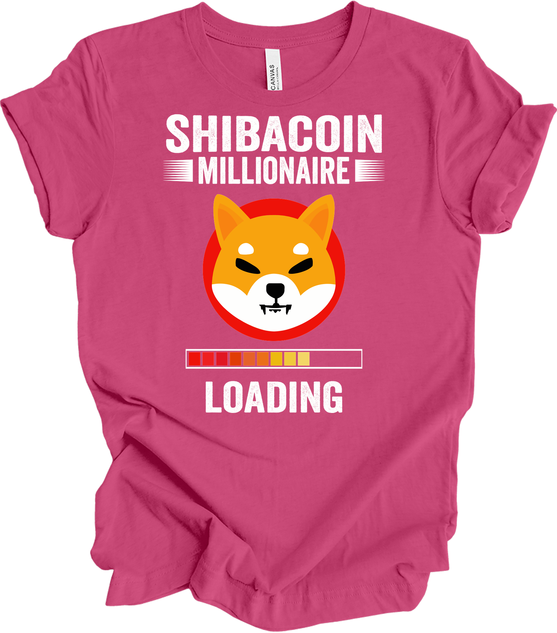 Shiba Inu Millionaire Loading Crypto SHIB Coin T-Shirt in Berry