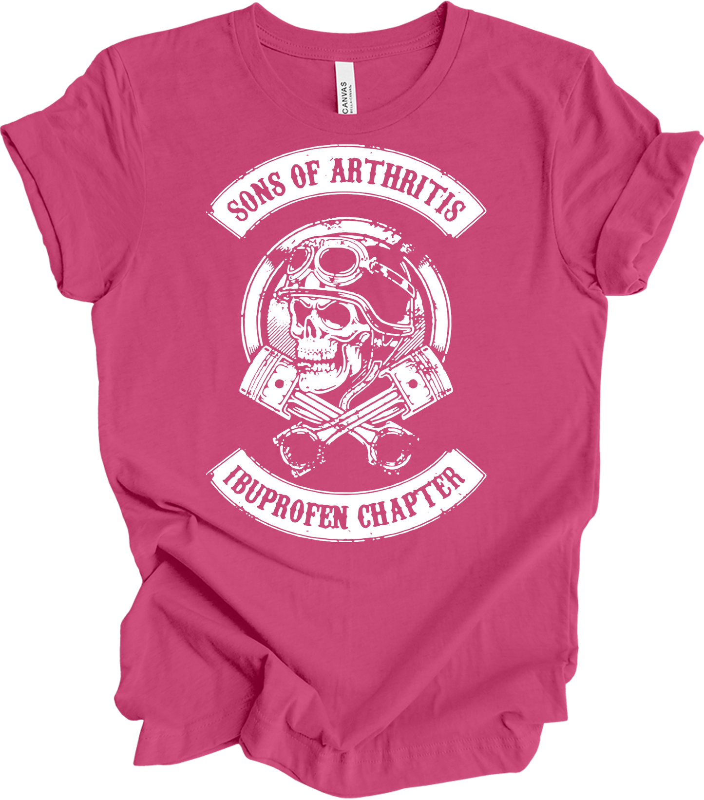 Sons of Arthritis Ibuprofen Chapter Biker T-Shirt in Berry