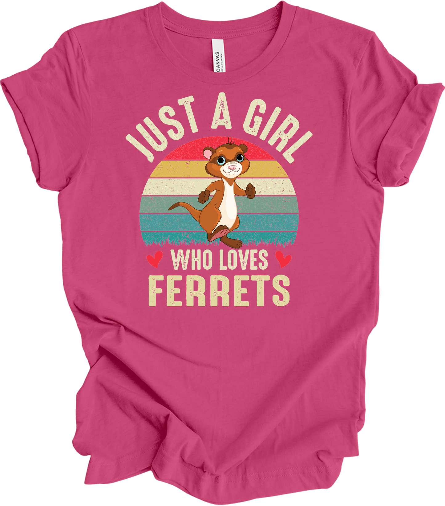 Just A Girl Who Loves Ferrets T-Shirt in Berry