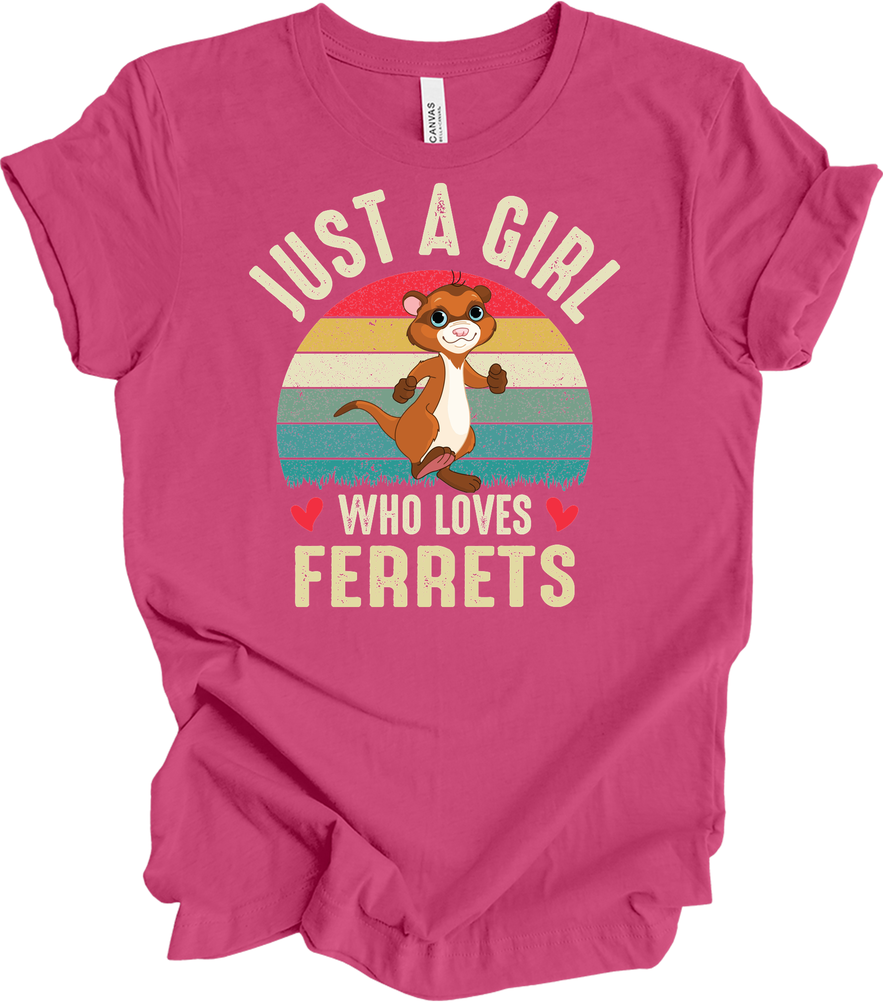 Just A Girl Who Loves Ferrets T-Shirt in Berry