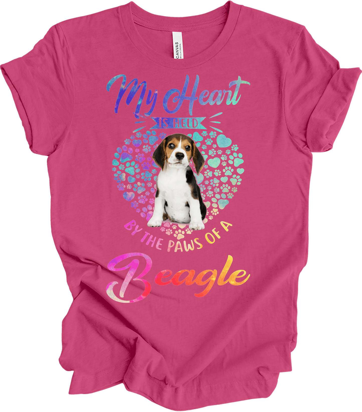Beagle Heart Paw T-Shirt in Berry