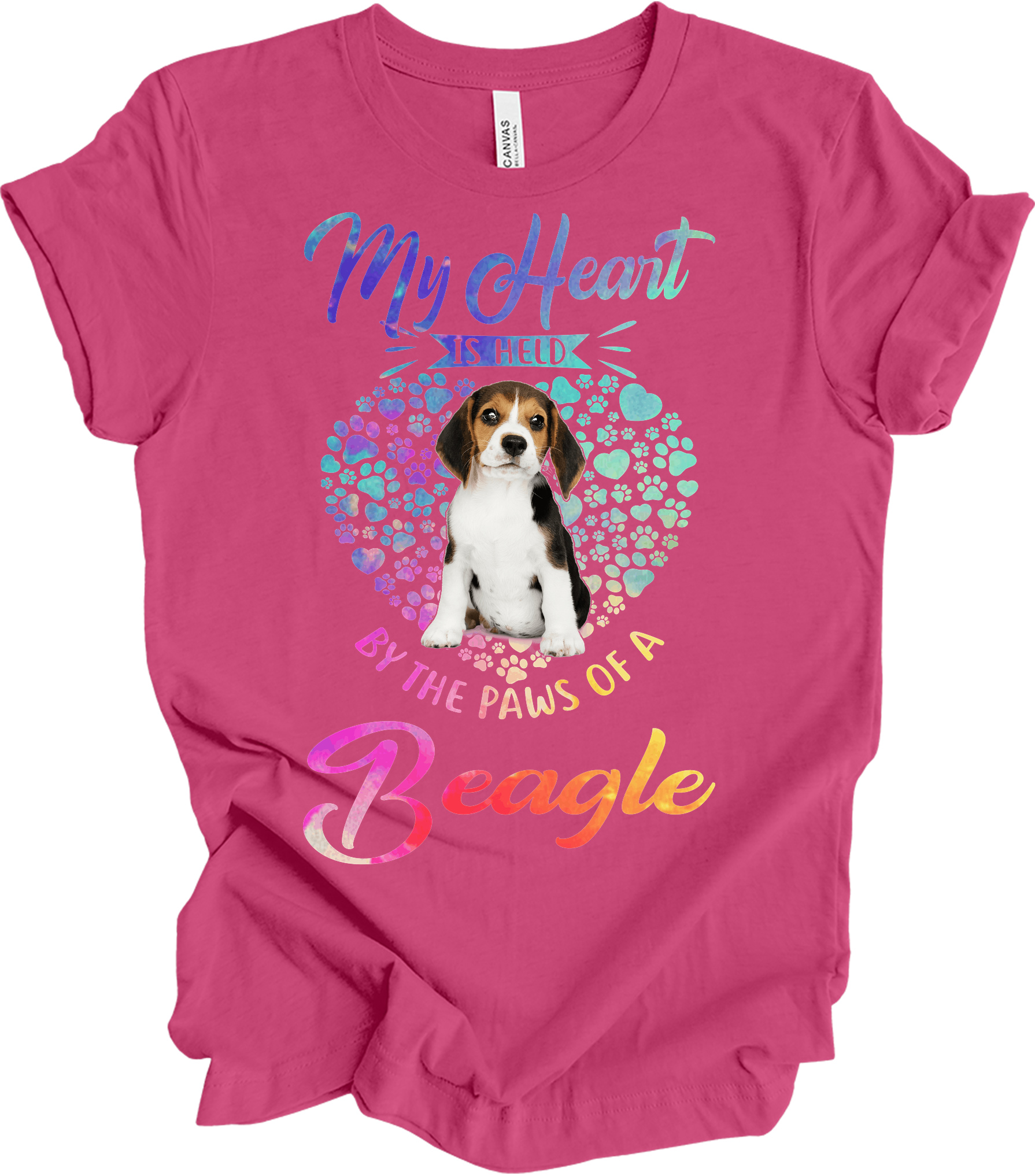 Beagle Heart Paw T-Shirt in Berry