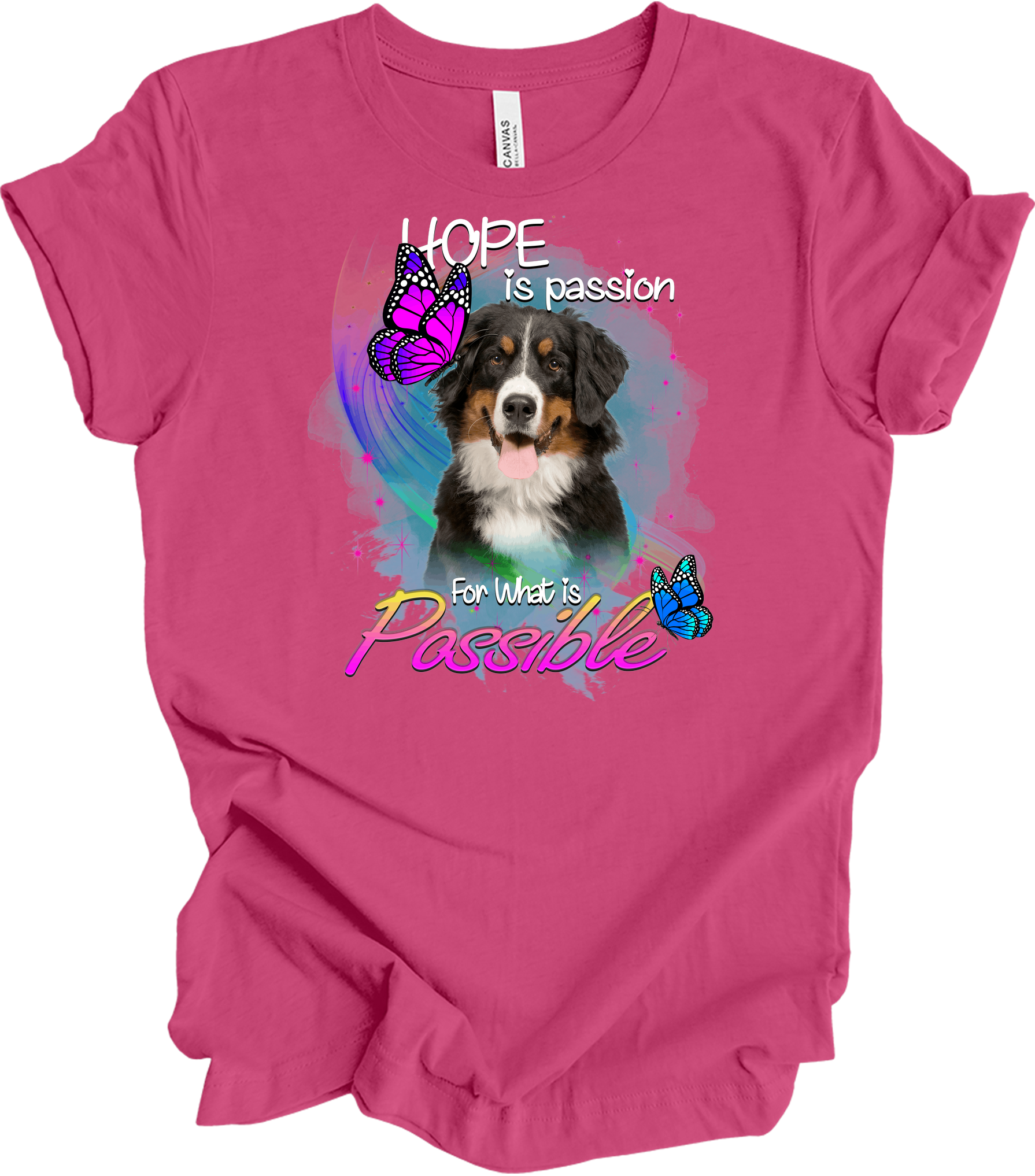 Bernese Mountain Dog Hope T-Shirt in Berry