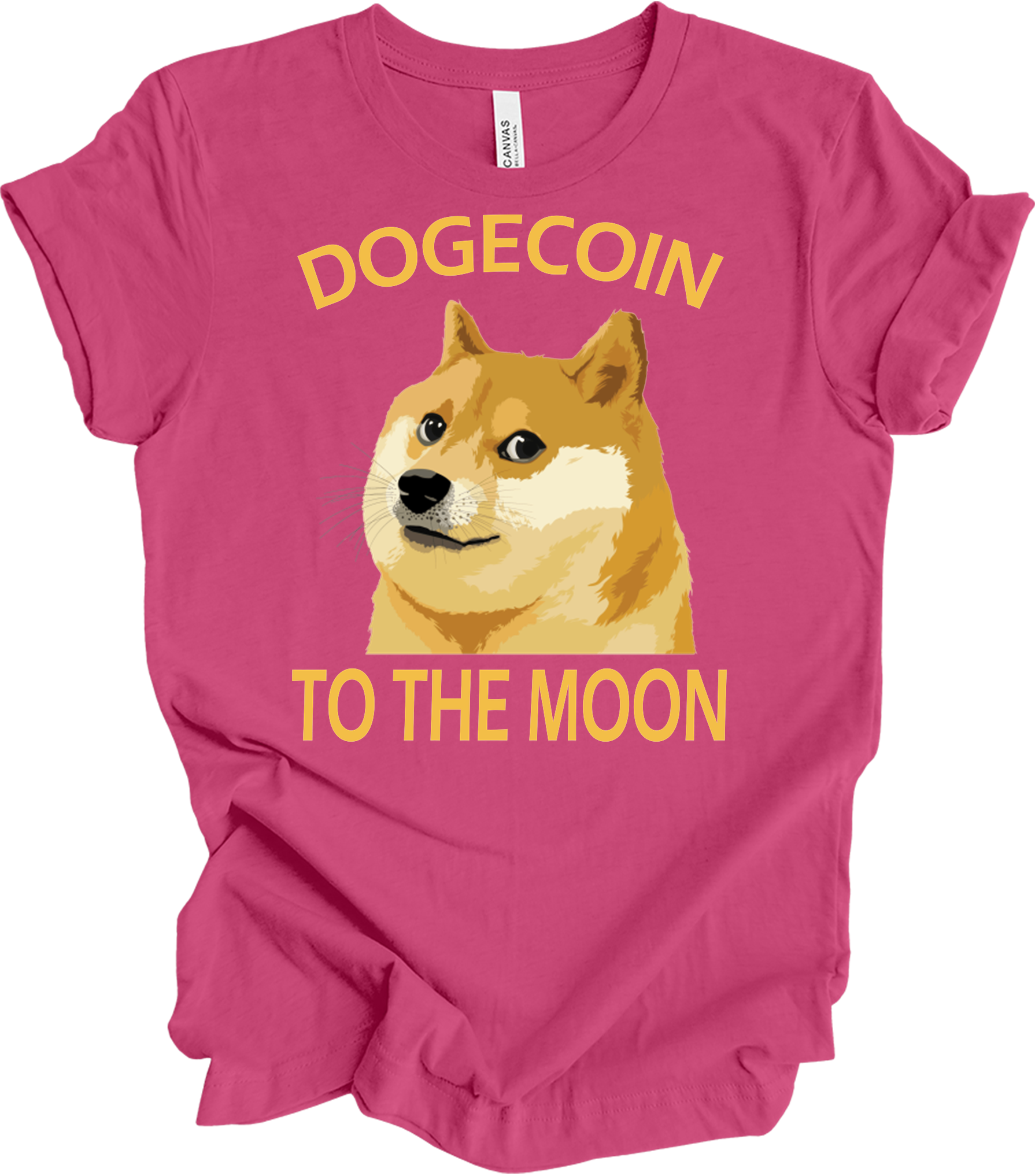 Dogecoin To The Moon T-Shirt in Berry