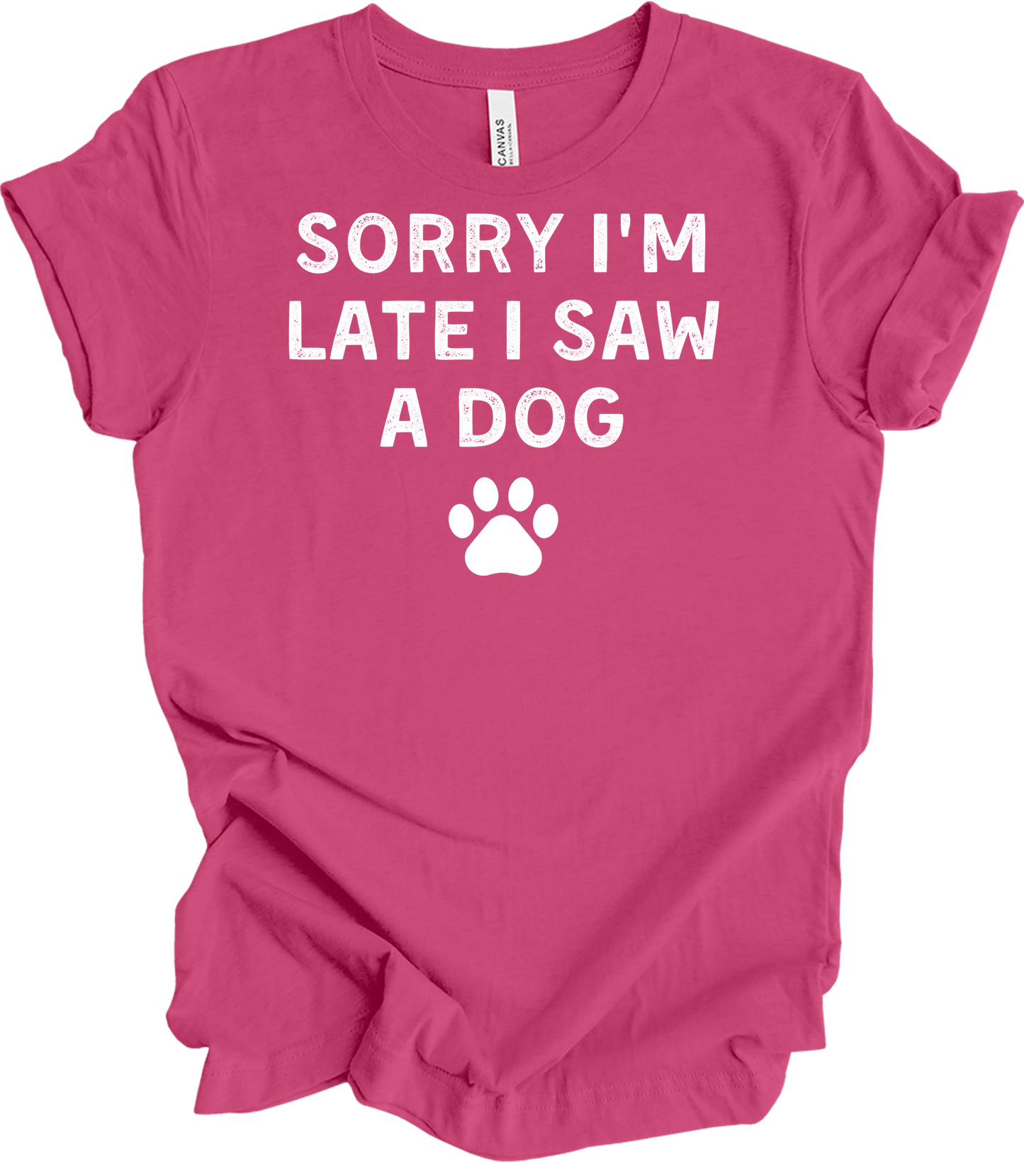 Sorry I'm Late I Saw A Dog T-Shirt in Berry
