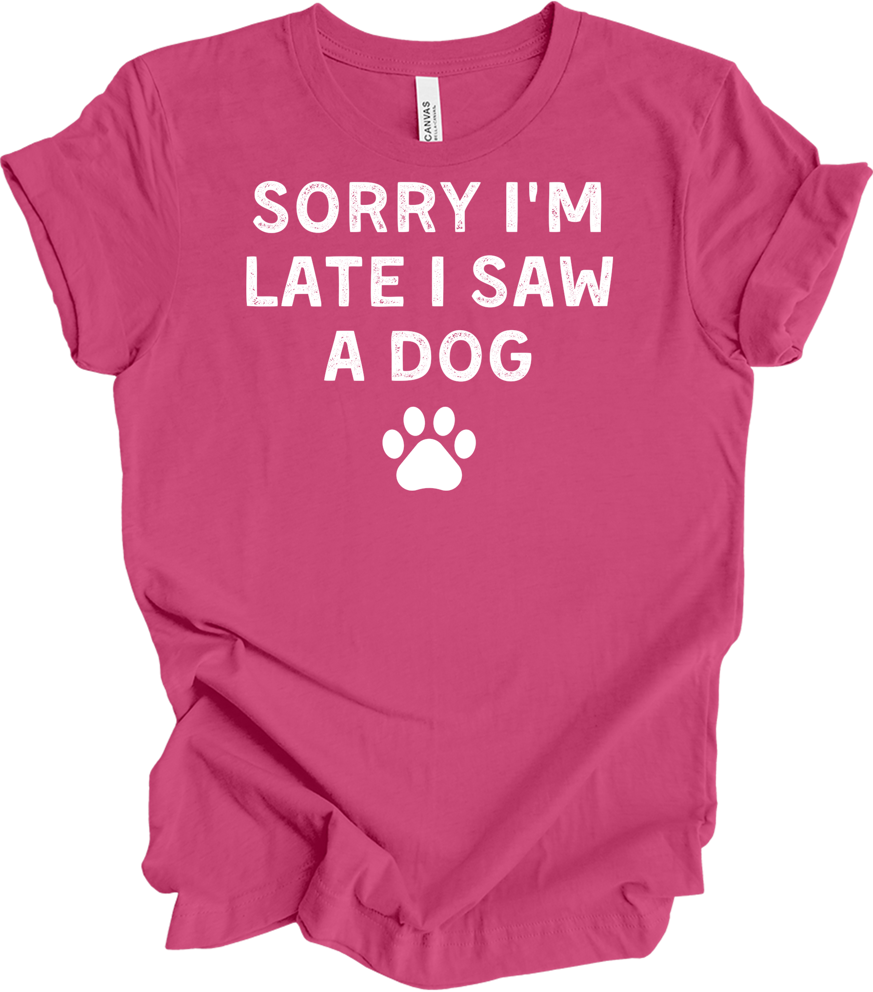 Sorry I'm Late I Saw A Dog T-Shirt in Berry