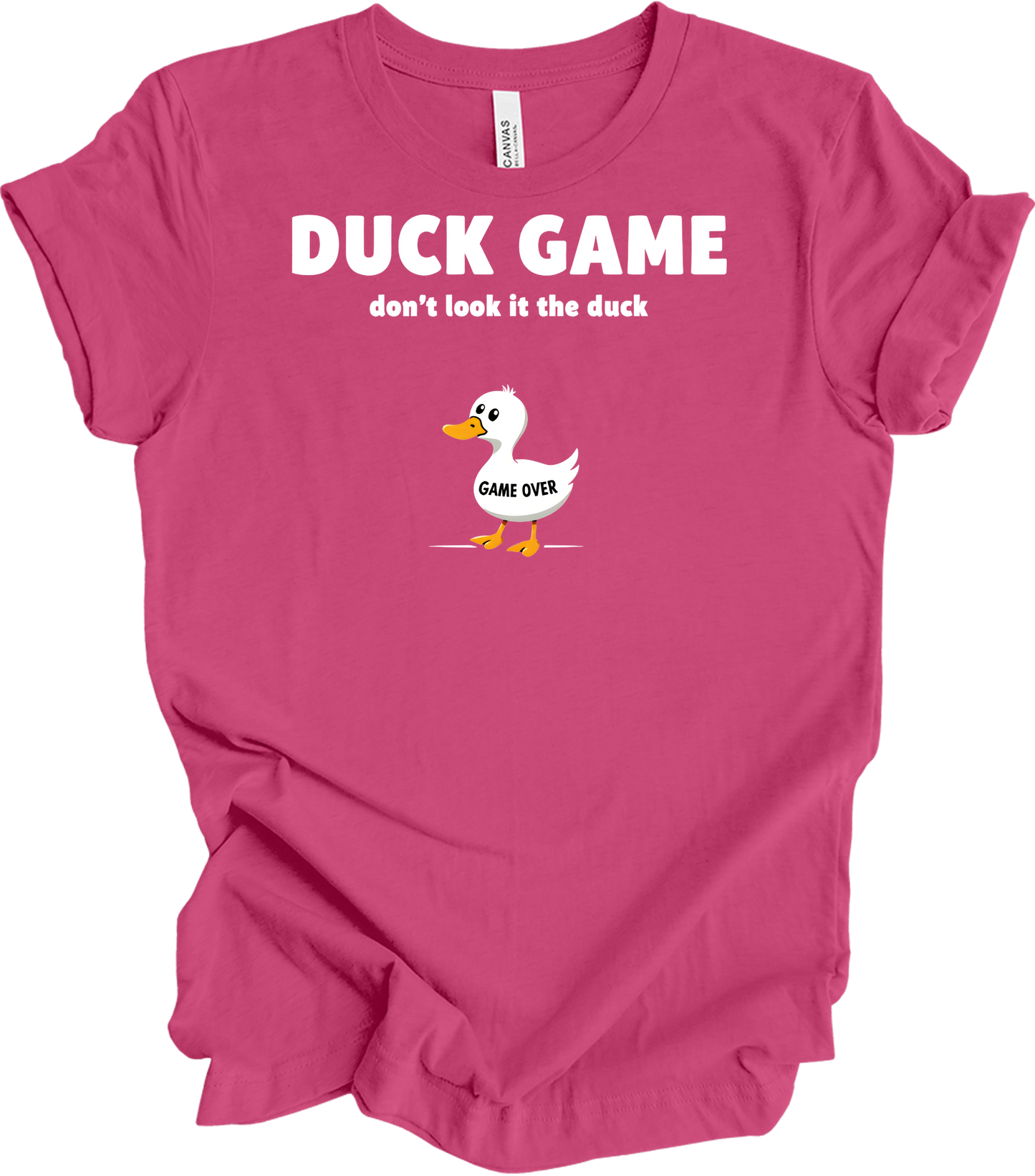 Duck Game Humor T-Shirt in Berry