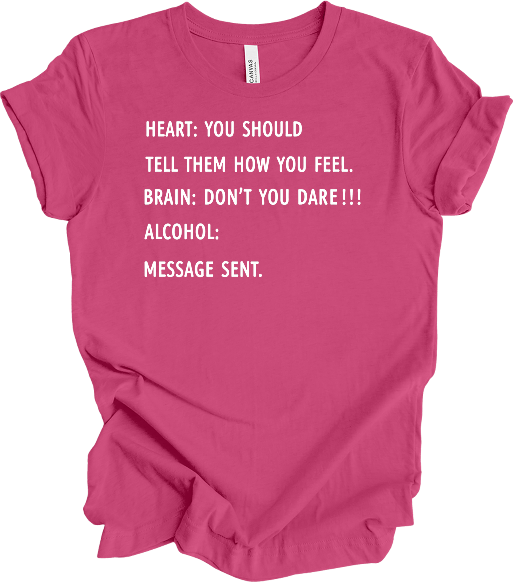 Alcohol: Heart vs Brain T-Shirt in Berry