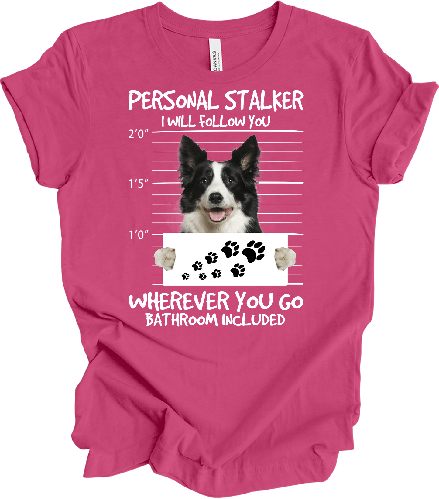 Border Collie Peeking Dog - Funny Collie Lover Gift T-Shirt in Berry