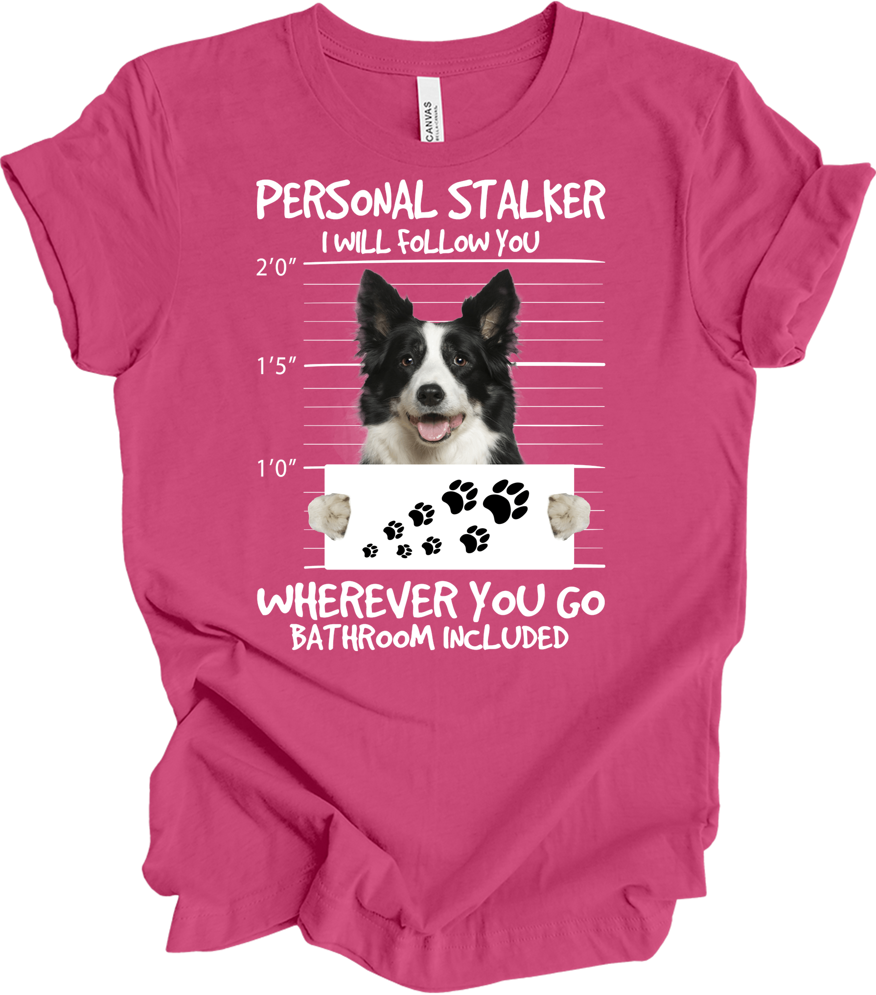 Border Collie Peeking Dog - Funny Collie Lover Gift T-Shirt in Berry