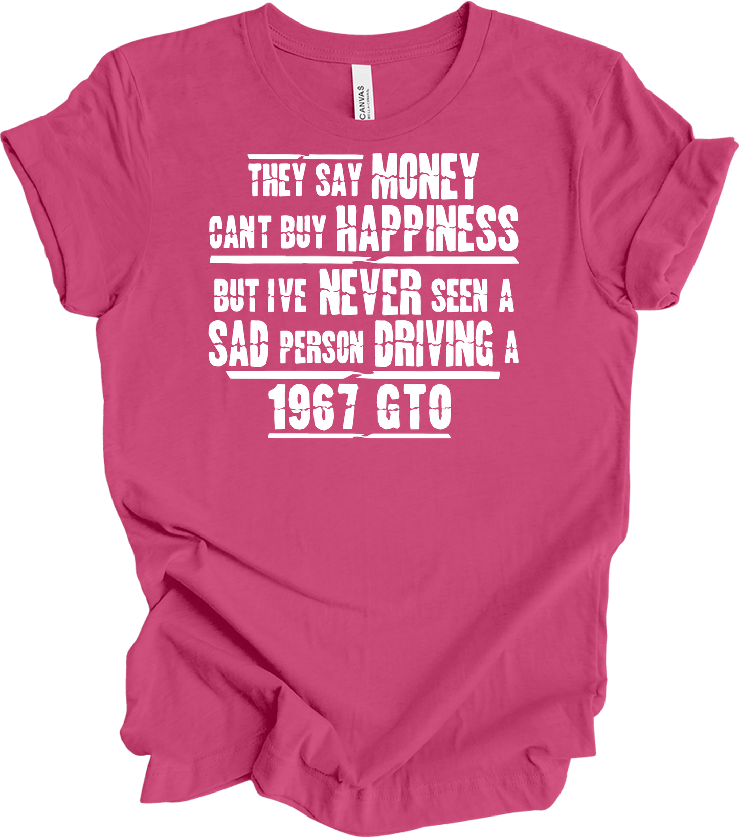 1967 GTO Car Parts T-Shirt in Berry