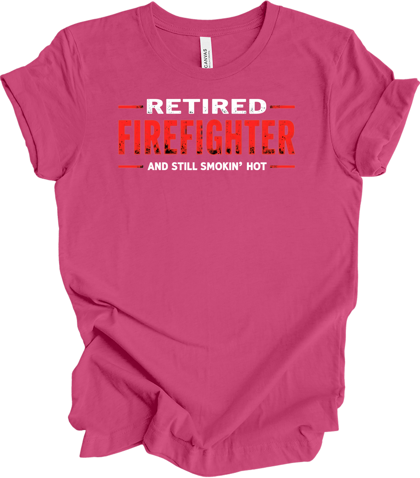Retired Firefighter Smokin' Hot T-Shirt in Berry