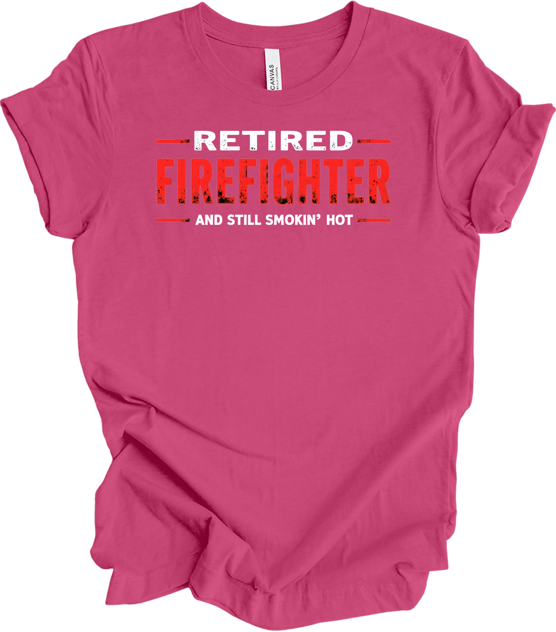 Retired Firefighter Smokin' Hot T-Shirt in Berry