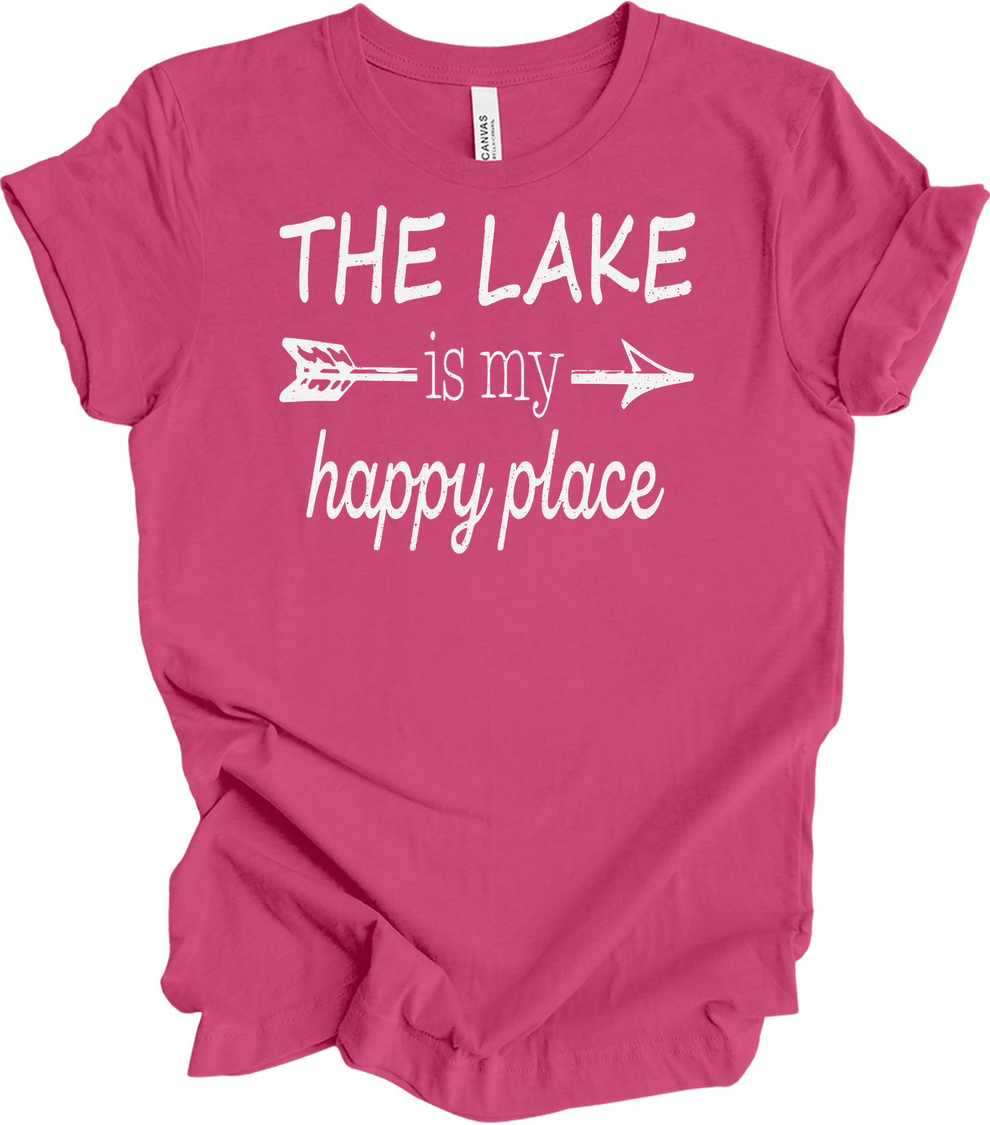 The Lake Is My Happy Place T-Shirt in Berry