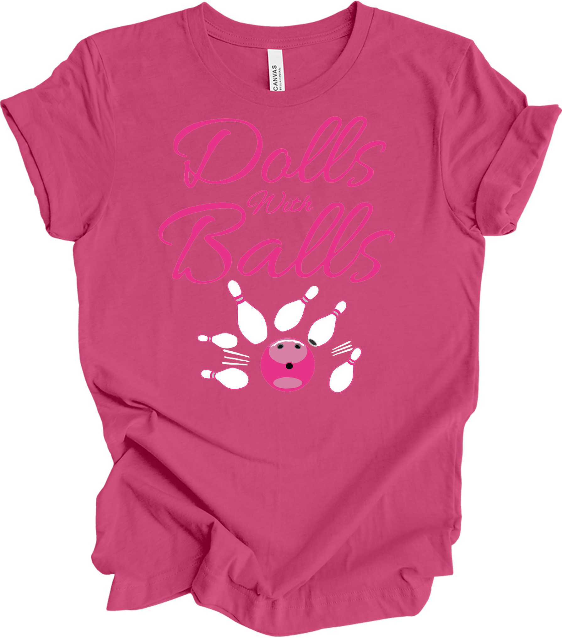 Dolls With Balls Bowling T-Shirt in Berry