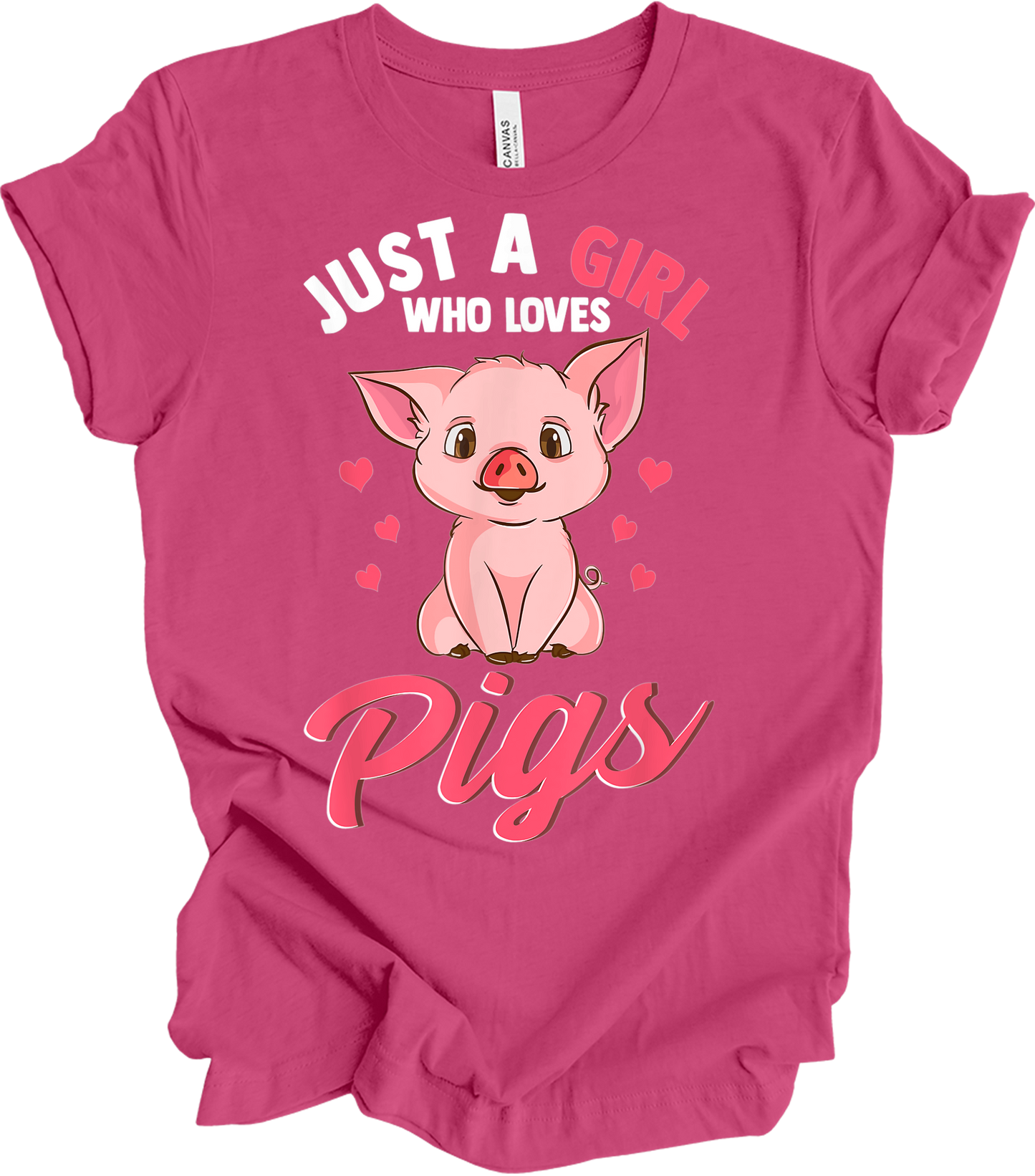 Just A Girl Who Loves Pigs T-Shirt in Berry