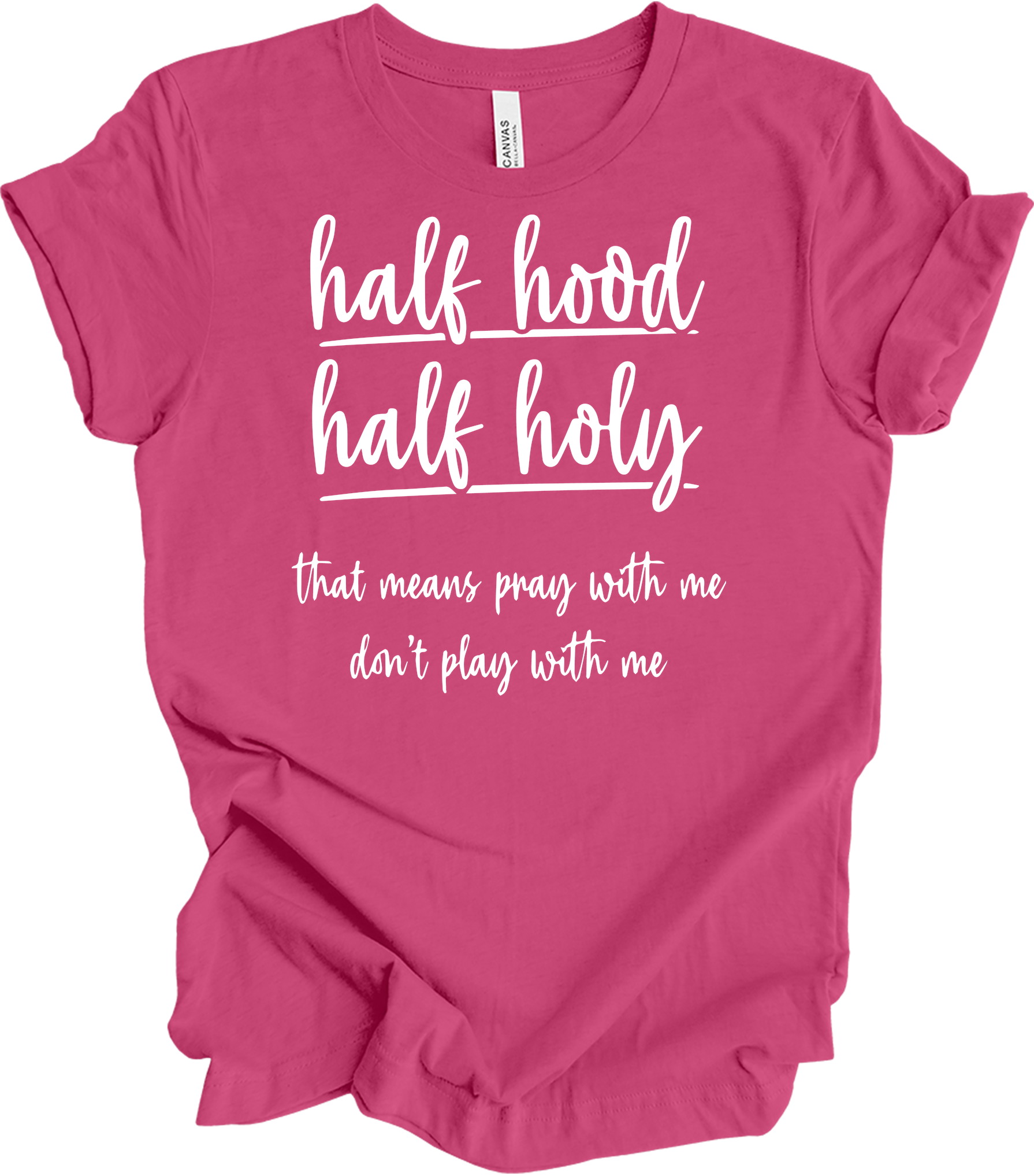Half Hood Half Holy T-Shirt in Berry