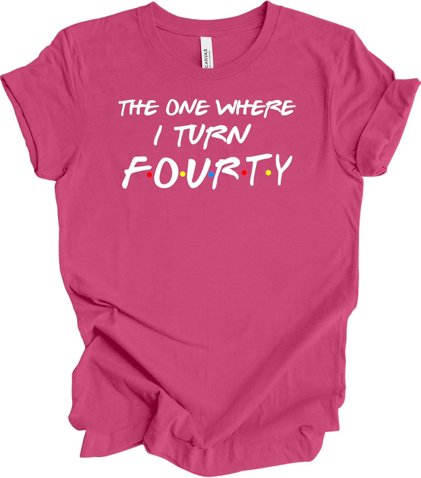 The One Where I Turn Forty - Funny 40th Birthday T-Shirt in Berry